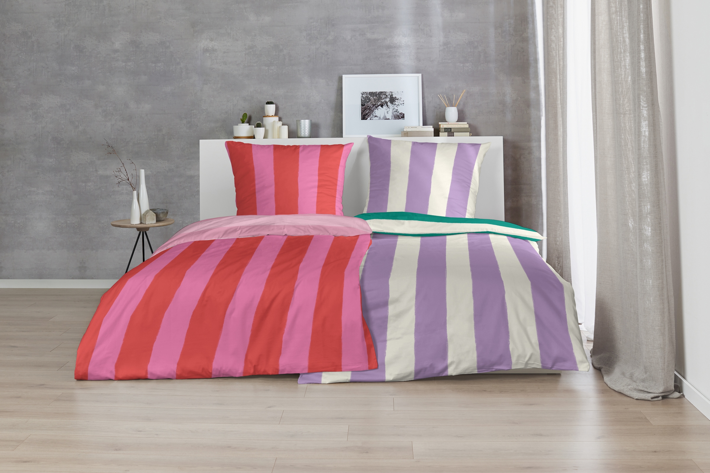 Primera Linge de lit »Renforce-Bettwäsche Color Block« 2 cuis avec combinaisons de couleurs vives et douces