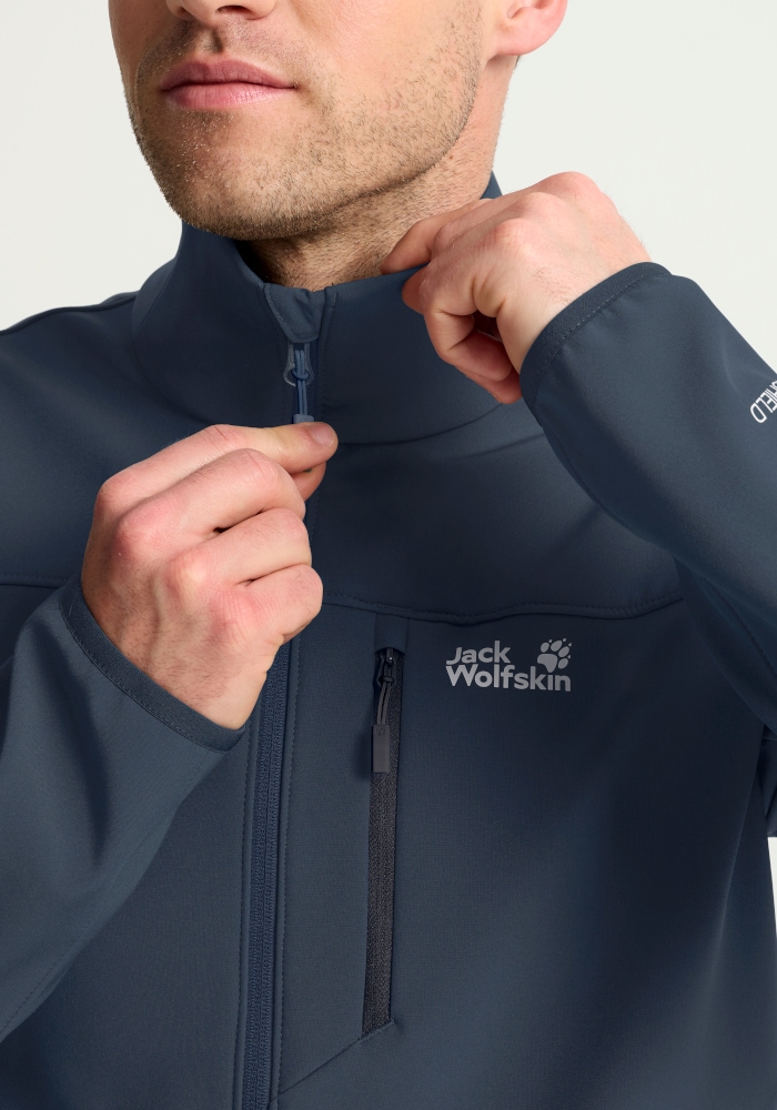 Jack Wolfskin Veste d'extérieur »WILD WINDS JKT M« avec matériau supérieur flexible en polyester et élasthanne