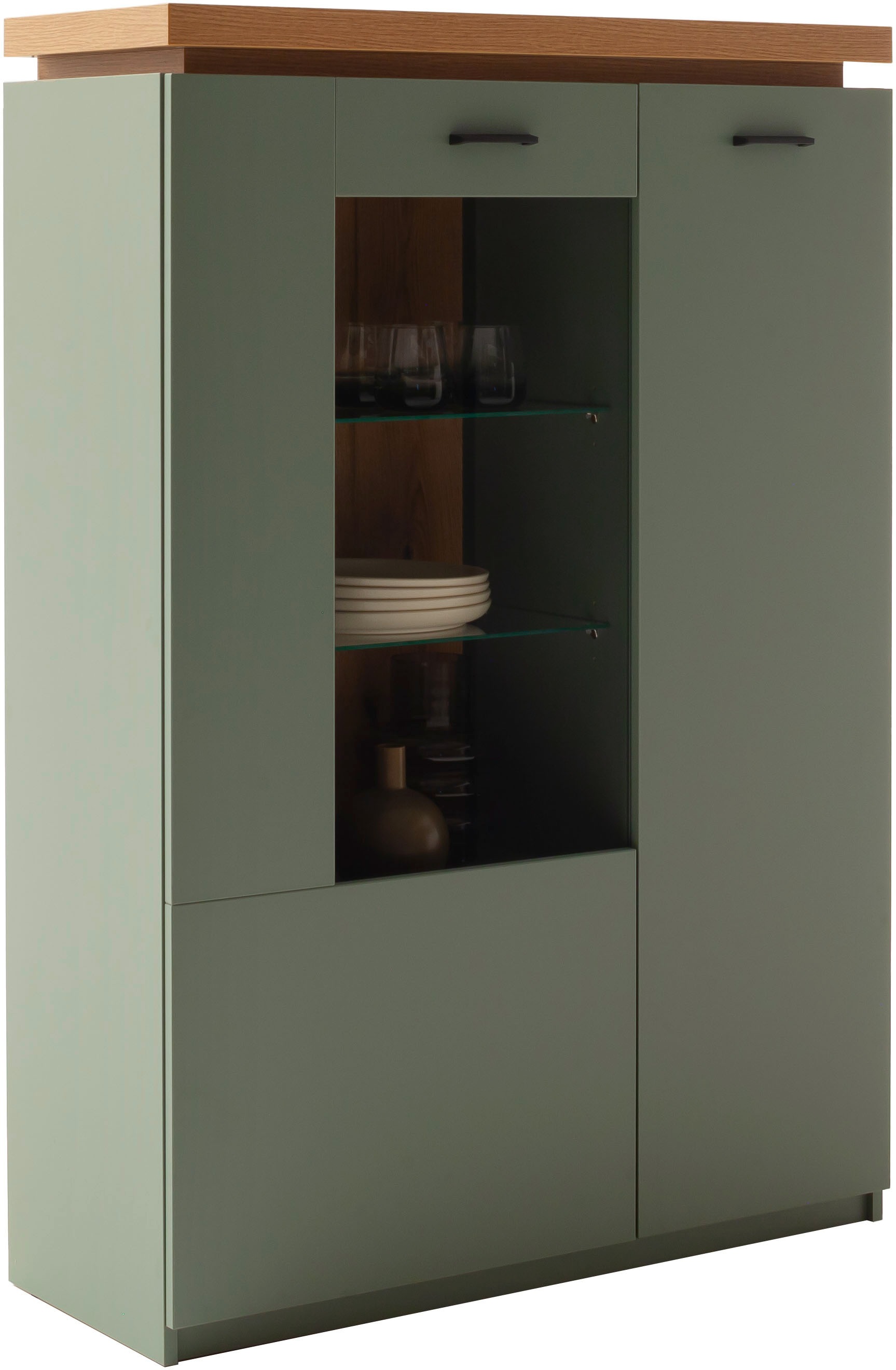 MCA furniture Highboard »MONIZ Highboard« 1 Stk. tlg. Hochkommode,Kommode,Eiche,Salbeigrün,2 Türen,gedämpft,Breite 98 cm