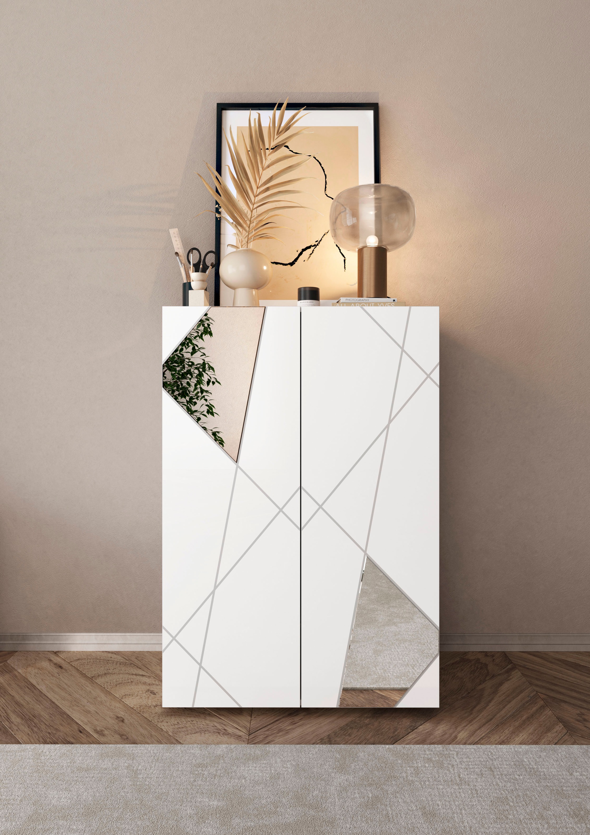 Image of Home affaire Schuhschrank "Vittoria, Breite 78 cm" mit Spiegel und Siebdruck