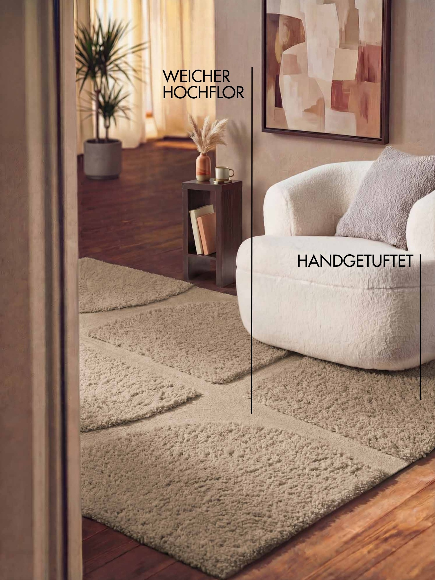 Ted Baker Tapis à poils longs »Jasper , auch in rund« Rectangulaire 25 mm Höhe Structure haute-basse, doux, shaggy, moderne, salon, chambre