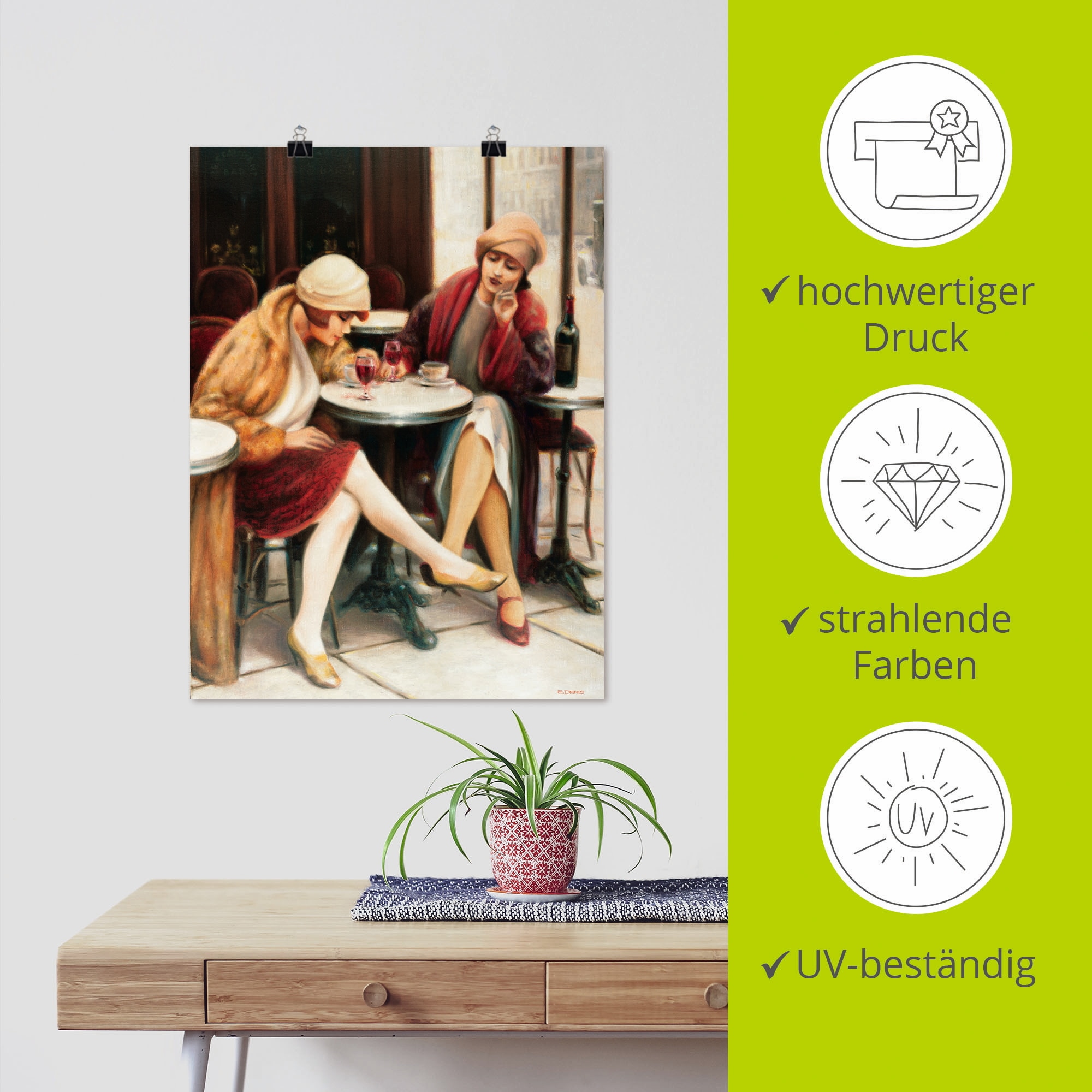 Artland Wandbild »Cafe II« Frau 1 Stk. tlg. als Leinwandbild, Poster in verschied. Grössen