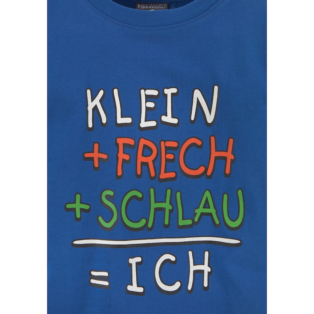 KIDSWORLD T-Shirt »KLEIN+FRECH+SCHLAU...«, cooler Spruch