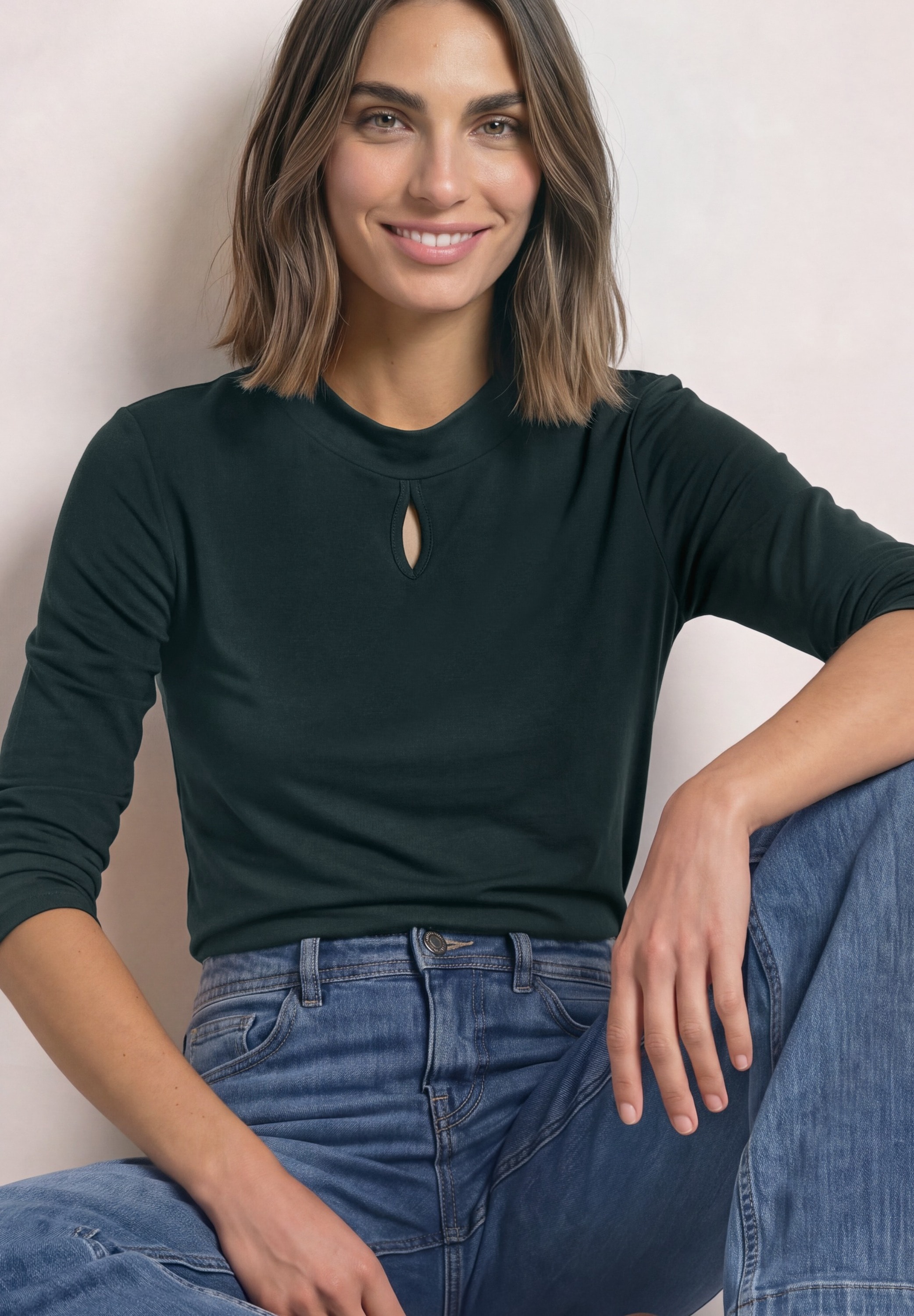 Image of STREET ONE Langarmshirt Turtle Neck mit Cut-Out-Detail