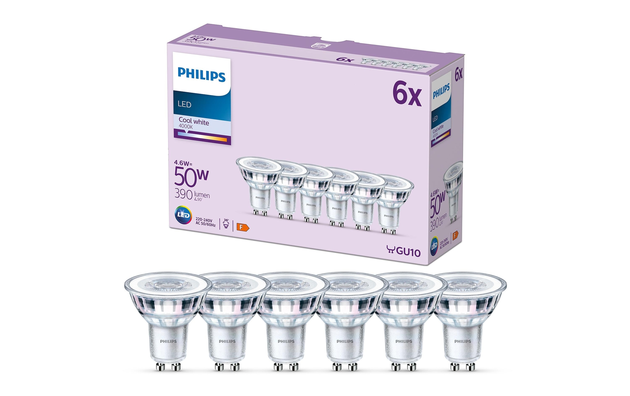 Philips LED-Leuchtmittel »(50W), 4.6W, GU10, Ne«, GU10, Neutralweiss