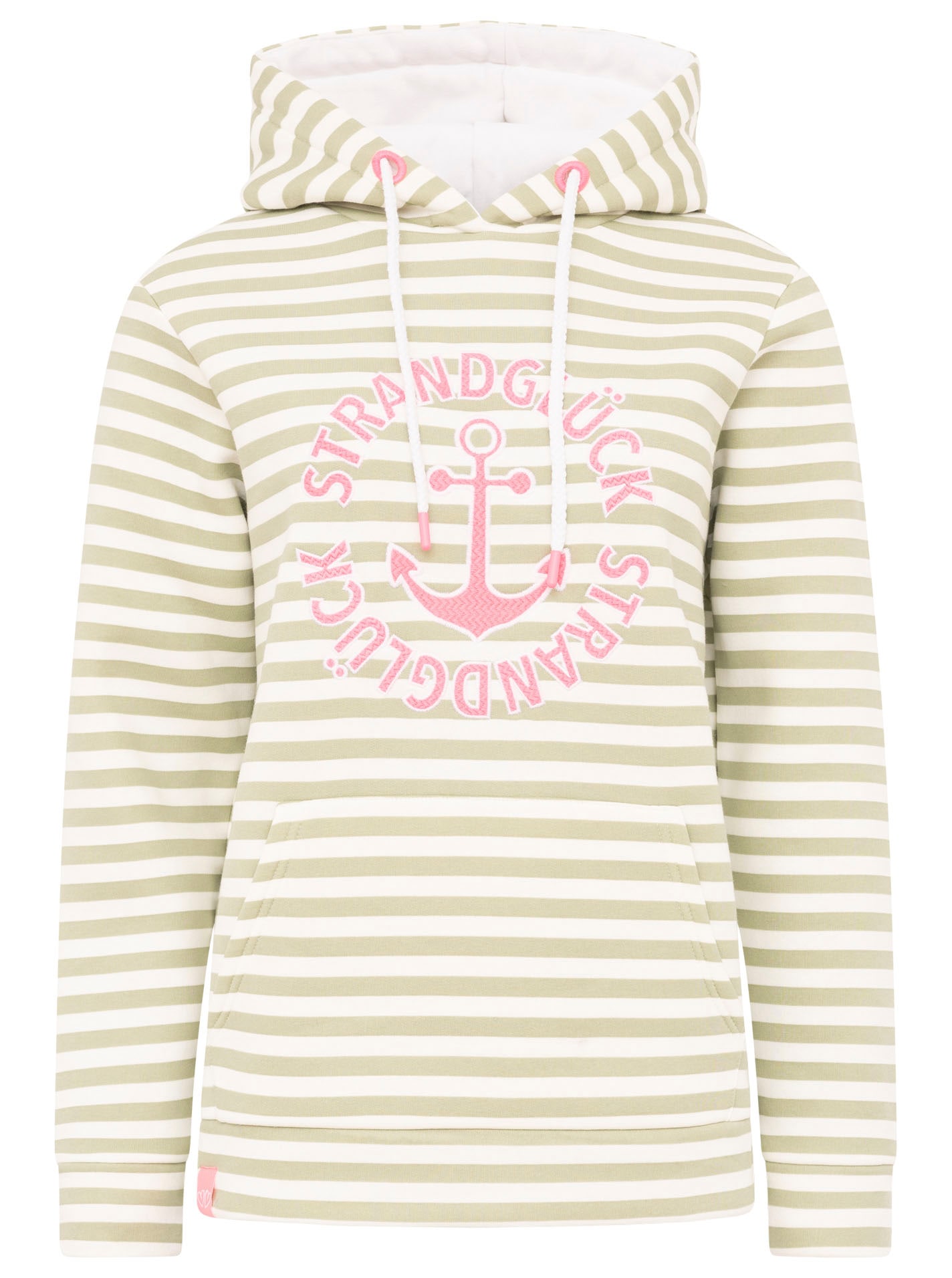 Zwillingsherz Kapuzensweatshirt »"Streifen Strandglück"«, gestreift, Stickererei vorne, Kordelzug; Tasche