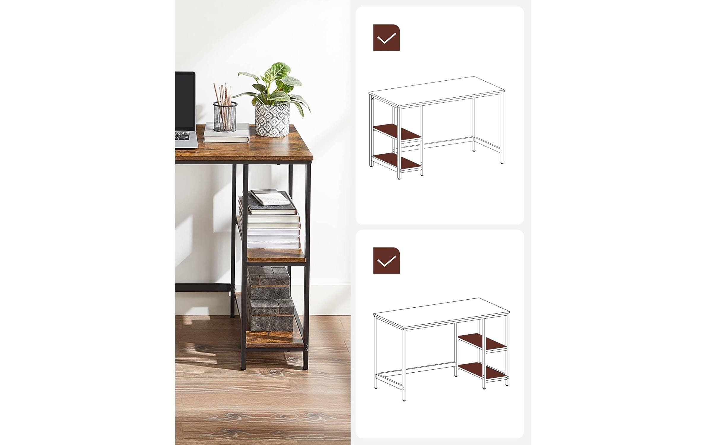 VASAGLE Bureau »Braun/Schwarz 100 x 50 cm«