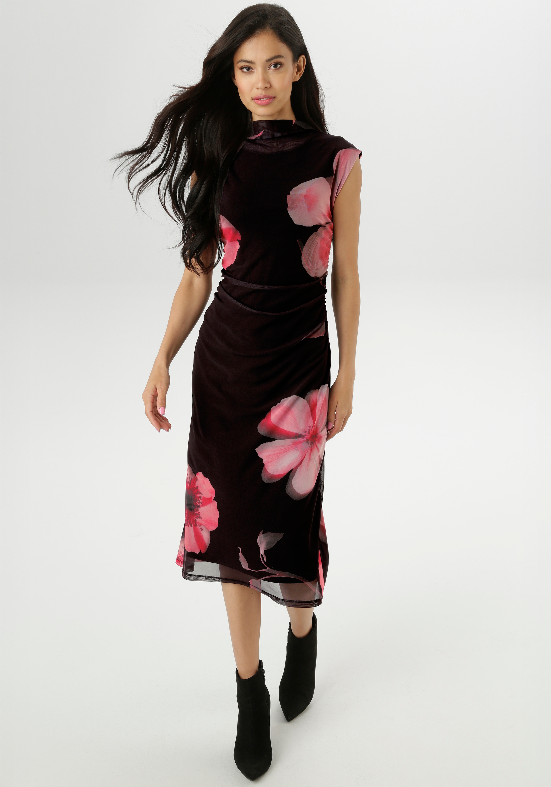 Aniston SELECTED Midikleid In Mesh-Qualiät und im angesagten Blütenprint