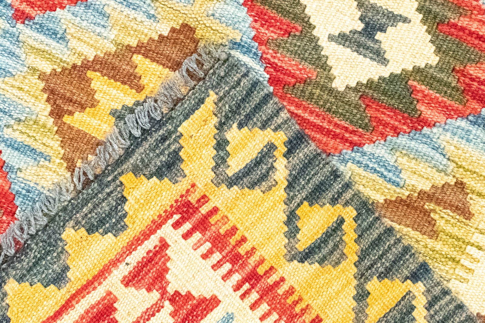 morgenland Wollteppich »Kelim Afghan Teppich handgewebt grün«, rechteckig, Kurzflor