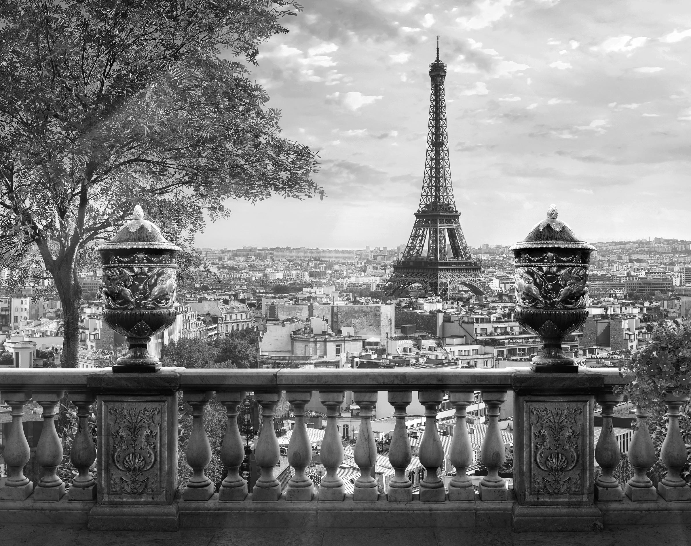 Image of Papermoon Fototapete »Paris Schwarz & Weiss«, Vliestapete, hochwertiger Digitaldruck, inklusive Kleister bei Ackermann Versand Schweiz