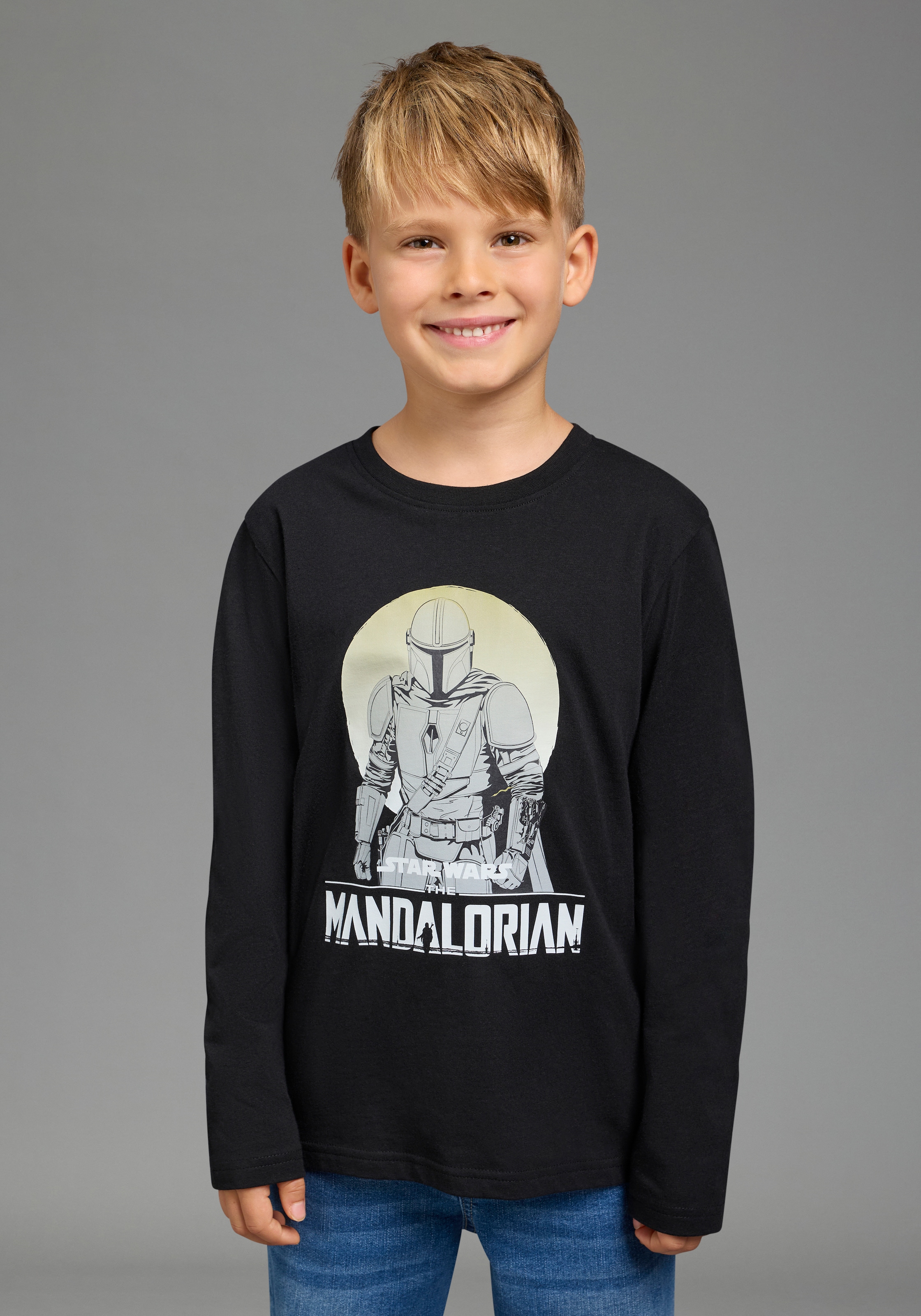 Image of KIDSWORLD Langarmshirt "STAR WARS: MANDALORIAN Shirt, Disney" Disney-Shirt, Basic-Passform, Langarm, modischer Stil