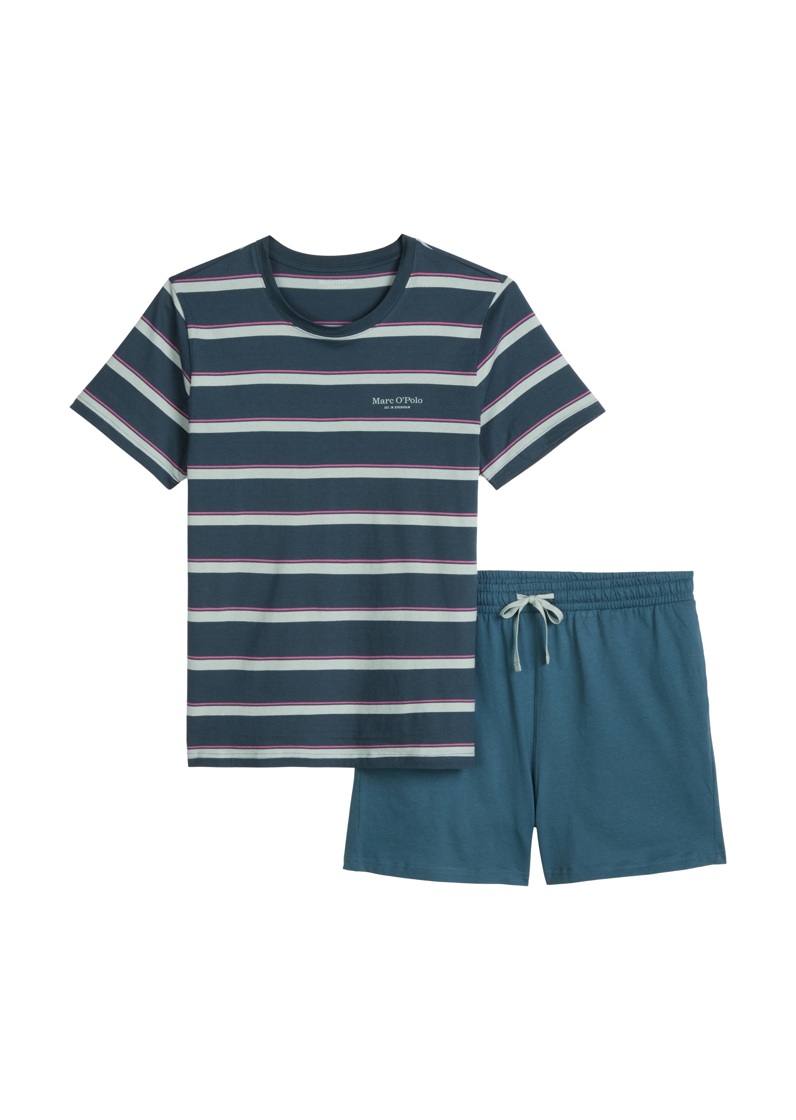 Marc O'Polo Shorty »Mix N Match Cotton« 2 pièces mit Rundhalsausschnitt, kurzem Arm und gestreiftem Oberteil