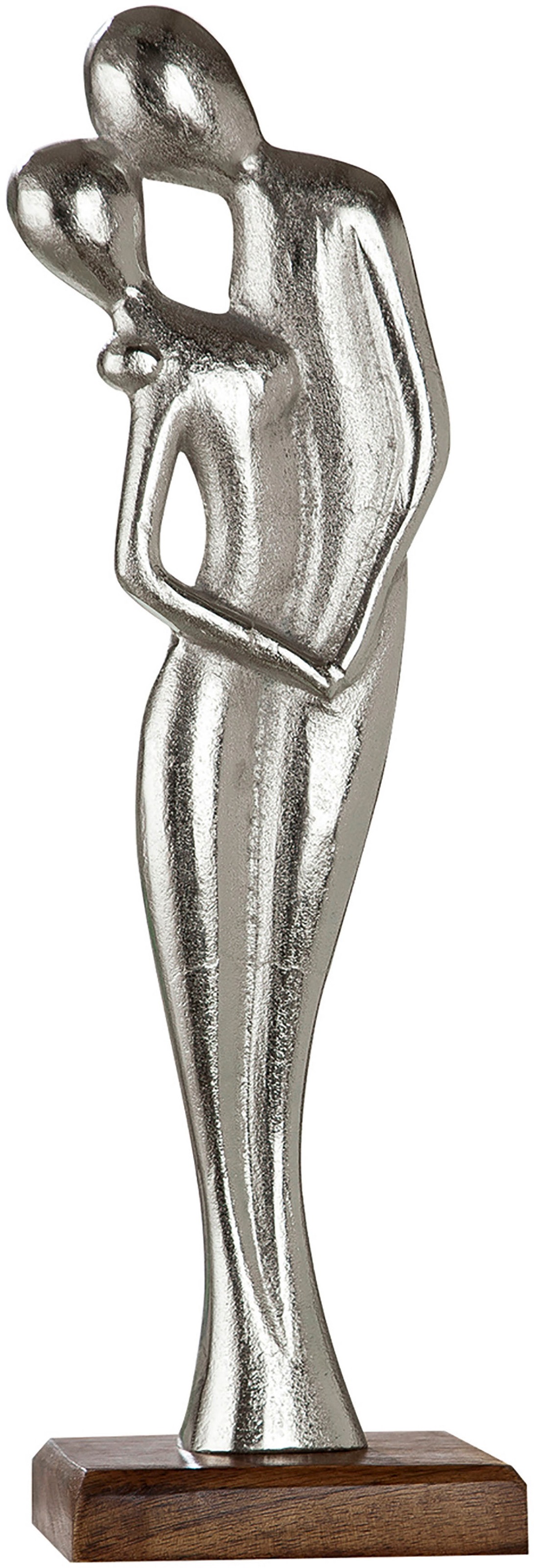 Image of GILDE Dekofigur »Skulptur Figura In Liebe, silberfarben«, (1 St.), Dekoobjekt, Höhe 42,5 cm, aus Metall, Sockel aus Holz, Wohnzimmer bei Ackermann Versand Schweiz