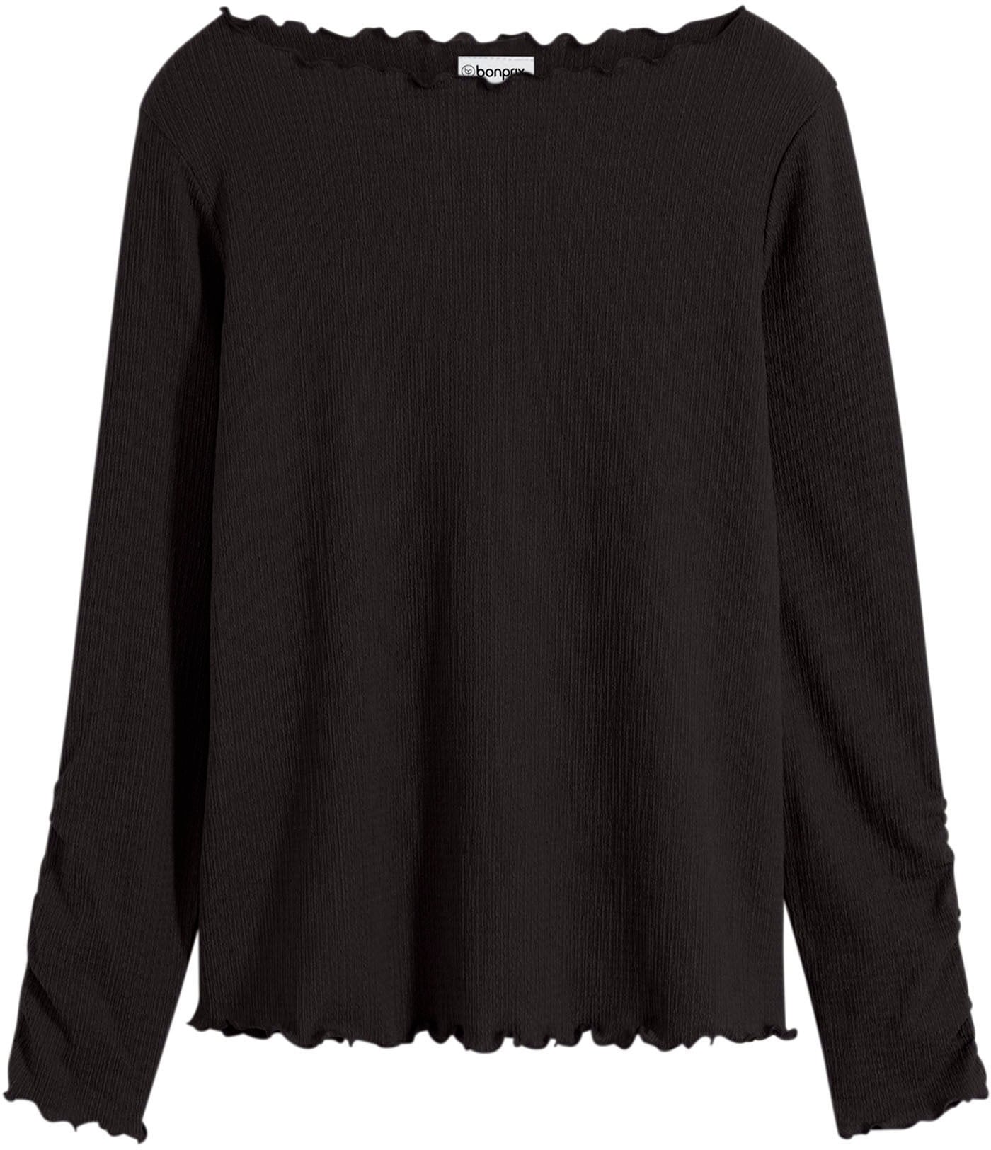 bonprix T-shirt à manches longues »Shirt« bequeme Passform, Strukturjersey-Material, unifarben