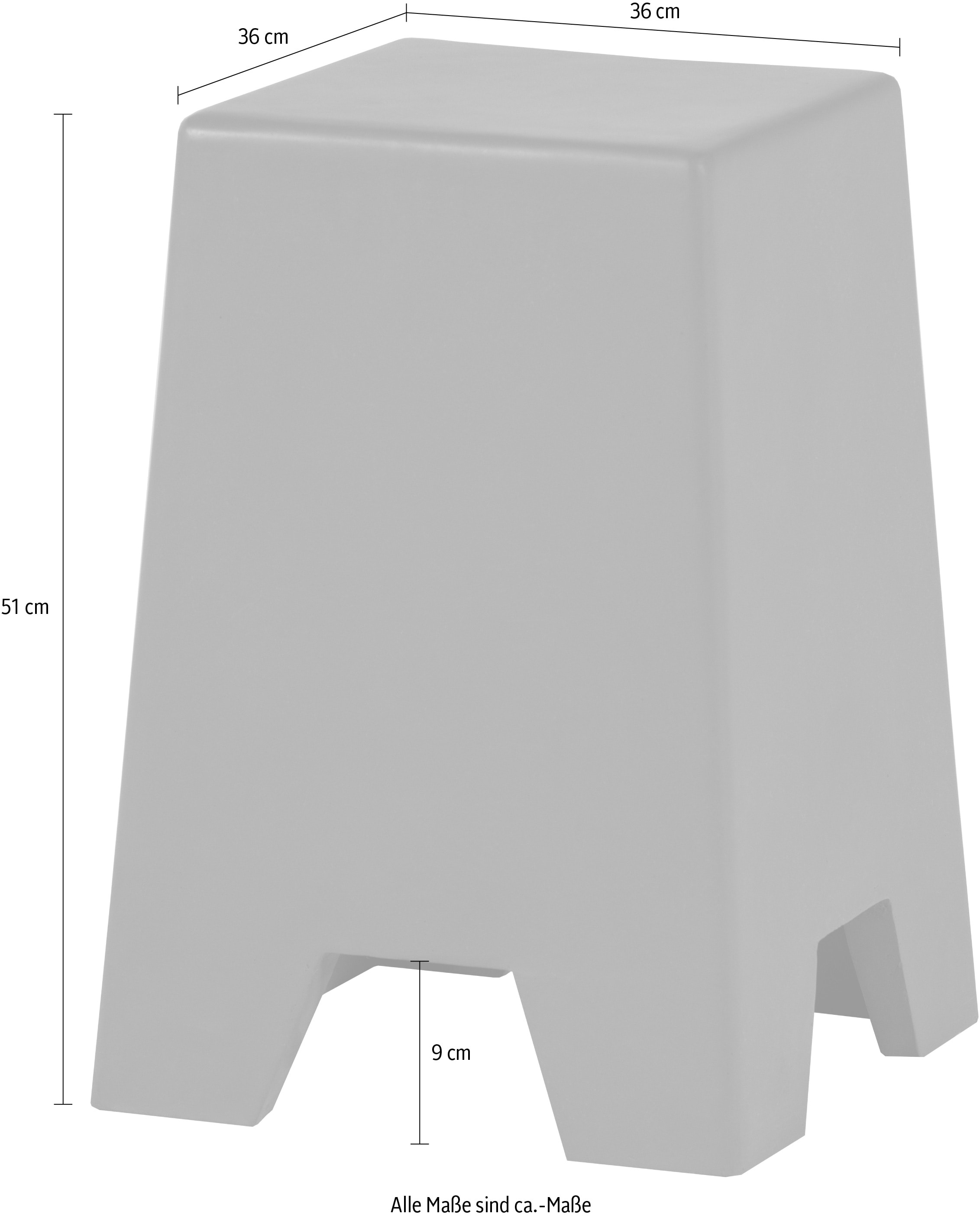 WOOOD Table d'appoint »Zina aus Fiberclay mit kompakter Form B 36 x T 36 x H 51 cm« composite fibre de verre-argile aspect béton, livré préassemblé
