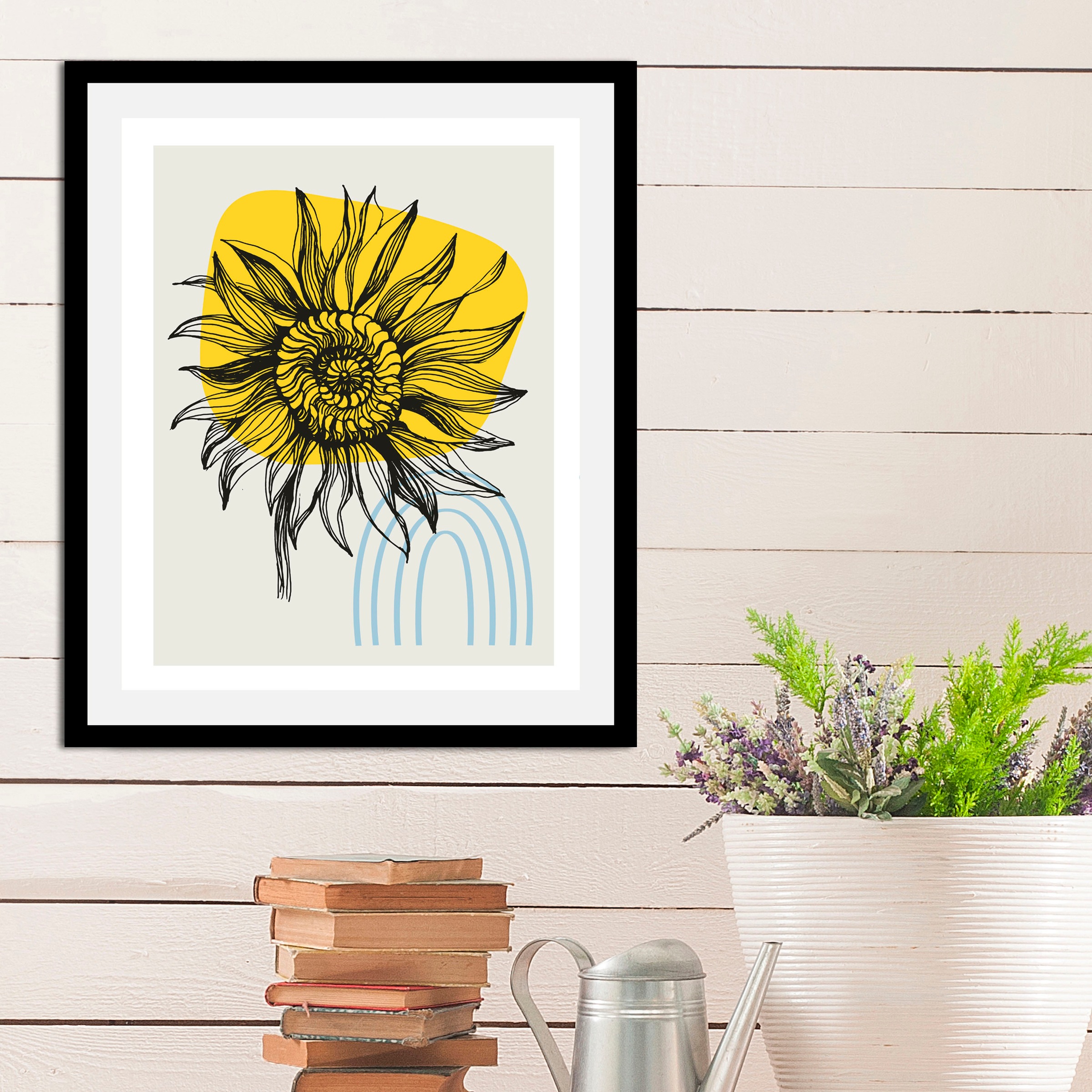 Image of queence Bild "Sunny" Abstrakt Blumen Figuren Kunst Pflanzen Pflanzenbilder 1 Stk. tlg. gerahmt