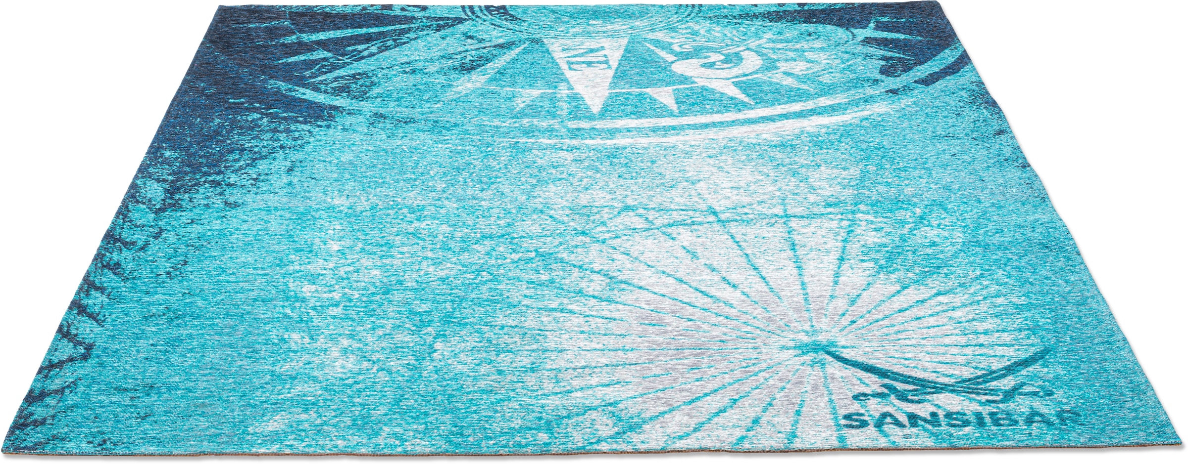 Image of Sansibar Teppich "Keitum 011" rechteckig 3 mm Höhe Flachgewebe, modernes Design, Motiv Kompass