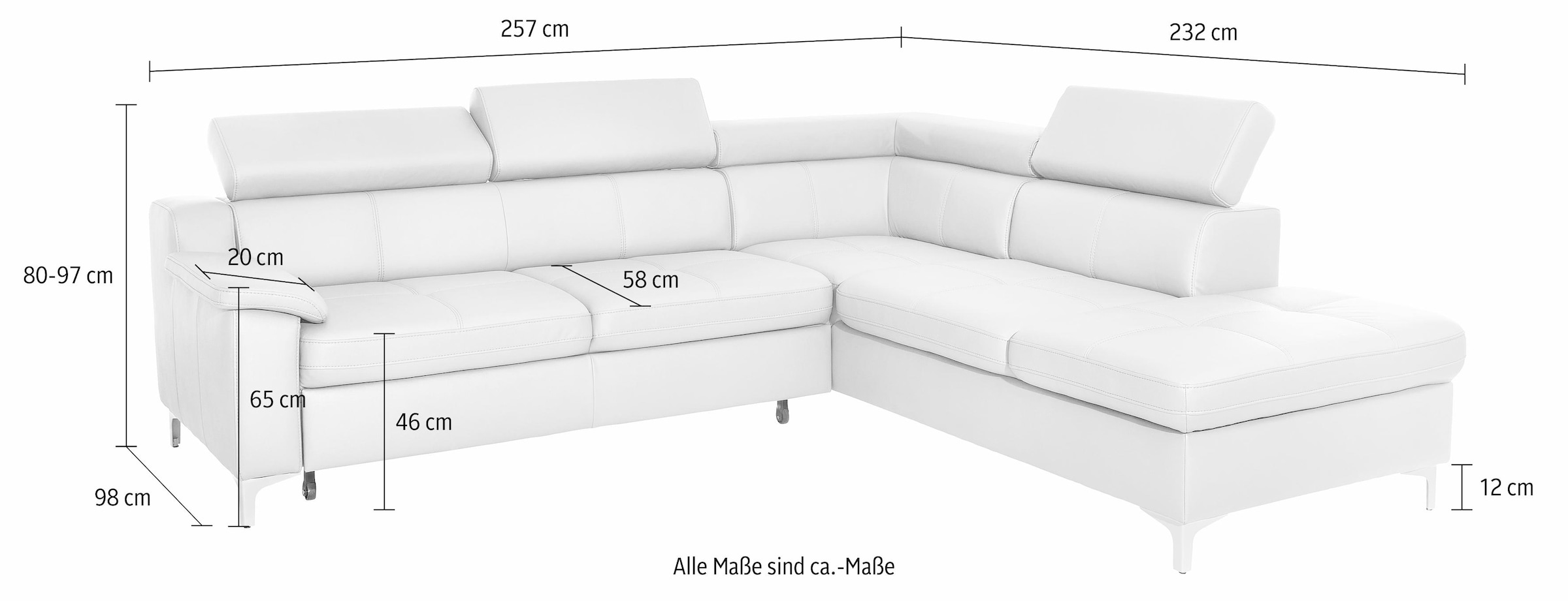 exxpo - sofa fashion Ecksofa »Florenz, L-Form«, mit Kopfteilverstellung, wahlweise mit Bettfunktion