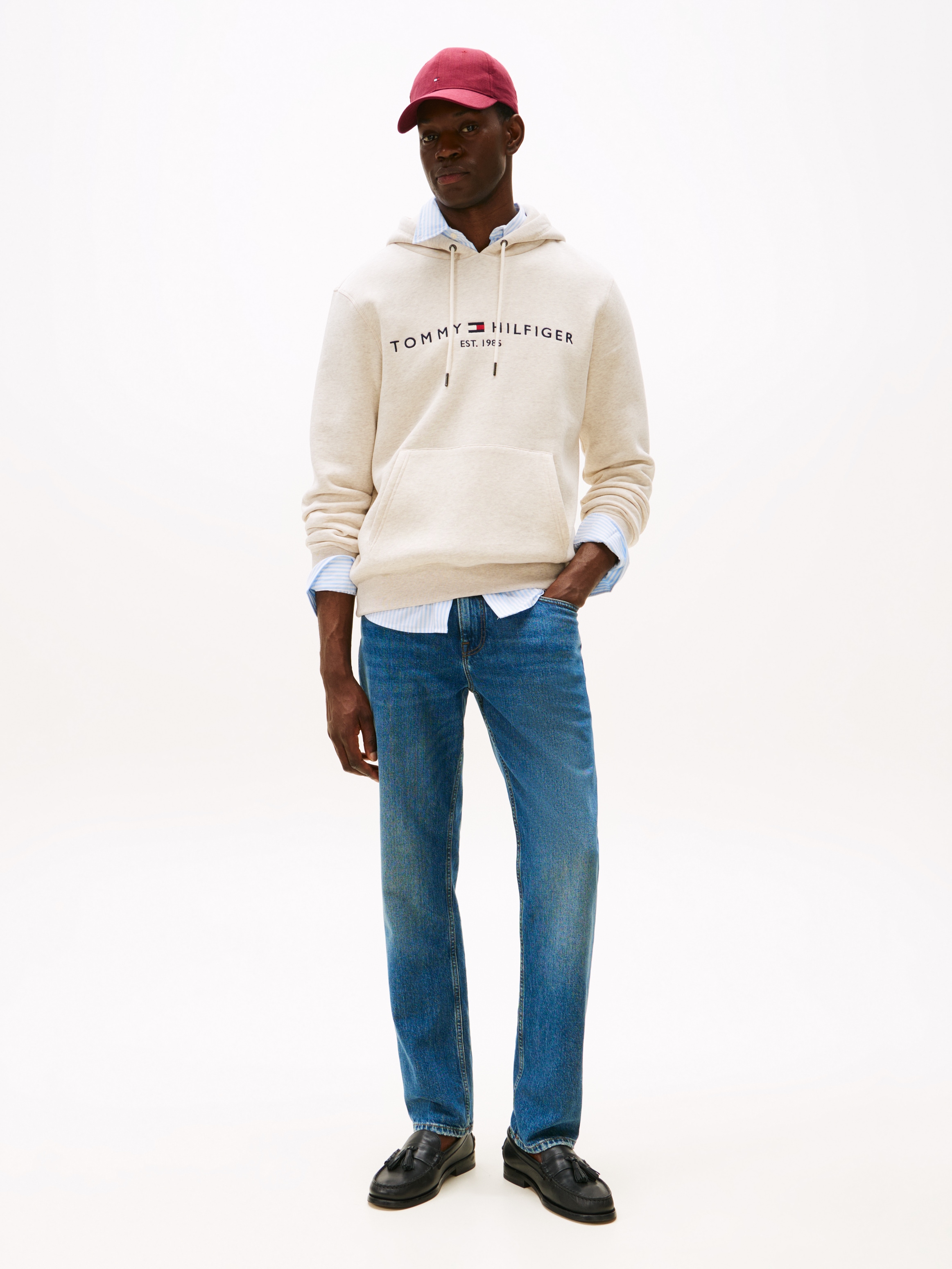 Tommy Hilfiger Sweat à capuche »TOMMY LOGO HOODY mit Kapuze und Kängurutasche«, unifarben, casual, regular fit, Baumwollmix, Kapuze
