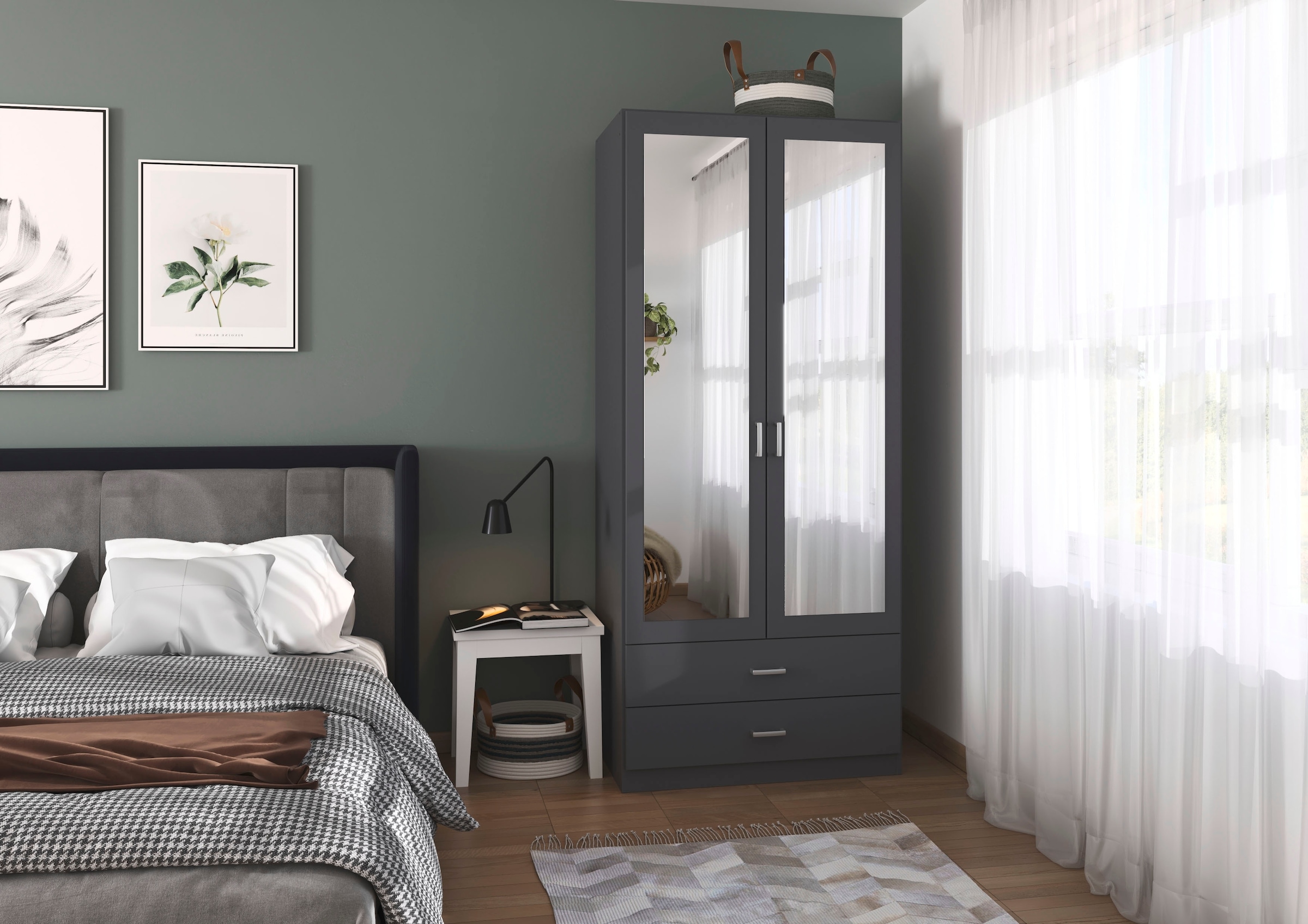 rauch Armoires à vêtements »Schrank Garderobe Ankleide GAMMA Breiten 91/136/181/226/271/315/360 cm« En 3 configurations BASIC/CLASSIC/PREMIUM (avec fonction SOFT-CLOSE),  différentes variantes de poignée, avec miroir TOPSELLER MADE IN GERMANY