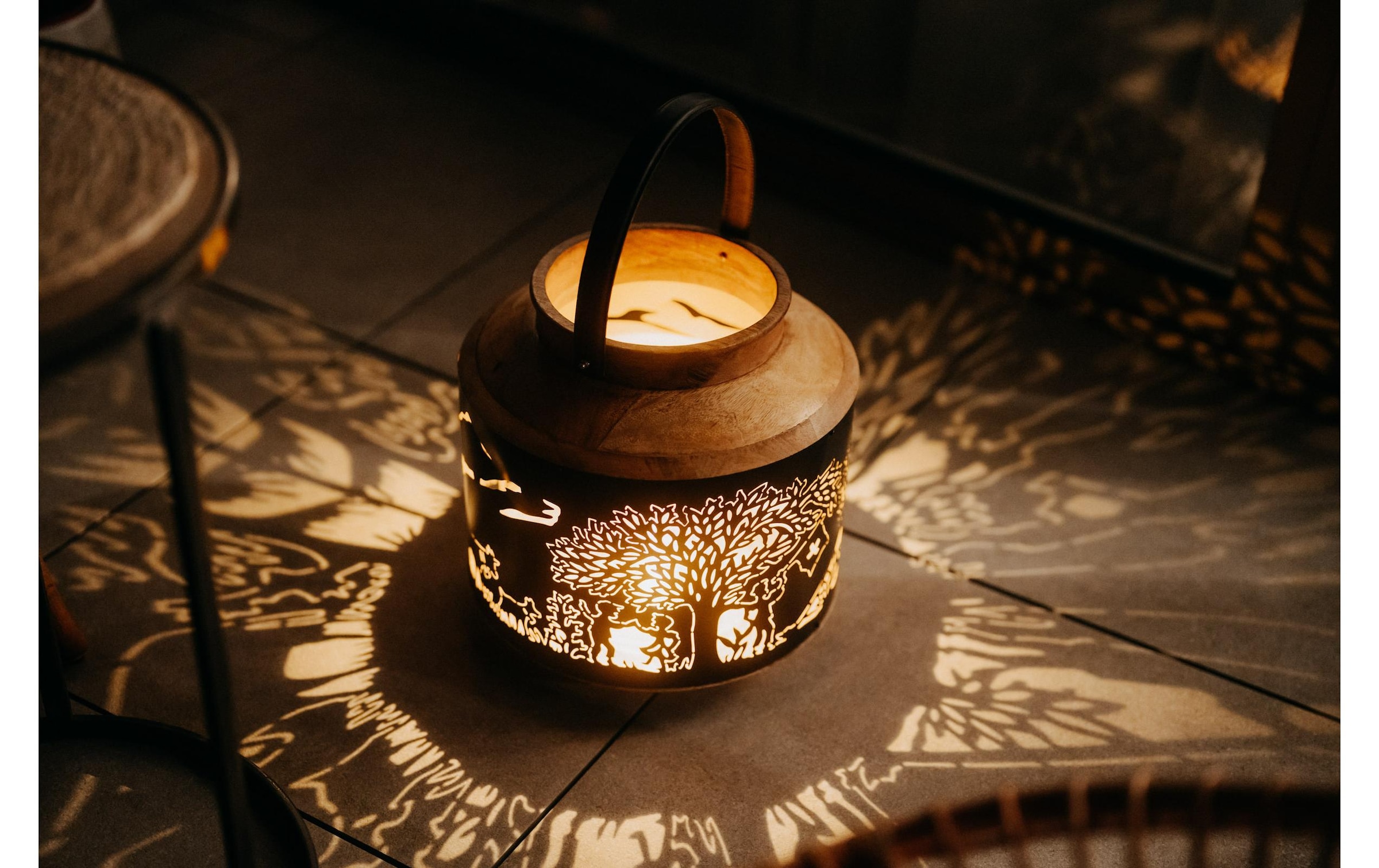 Kadastar Lanterne à bougie »Bergchilbi 37 cm« Laterne Scherenschnitt