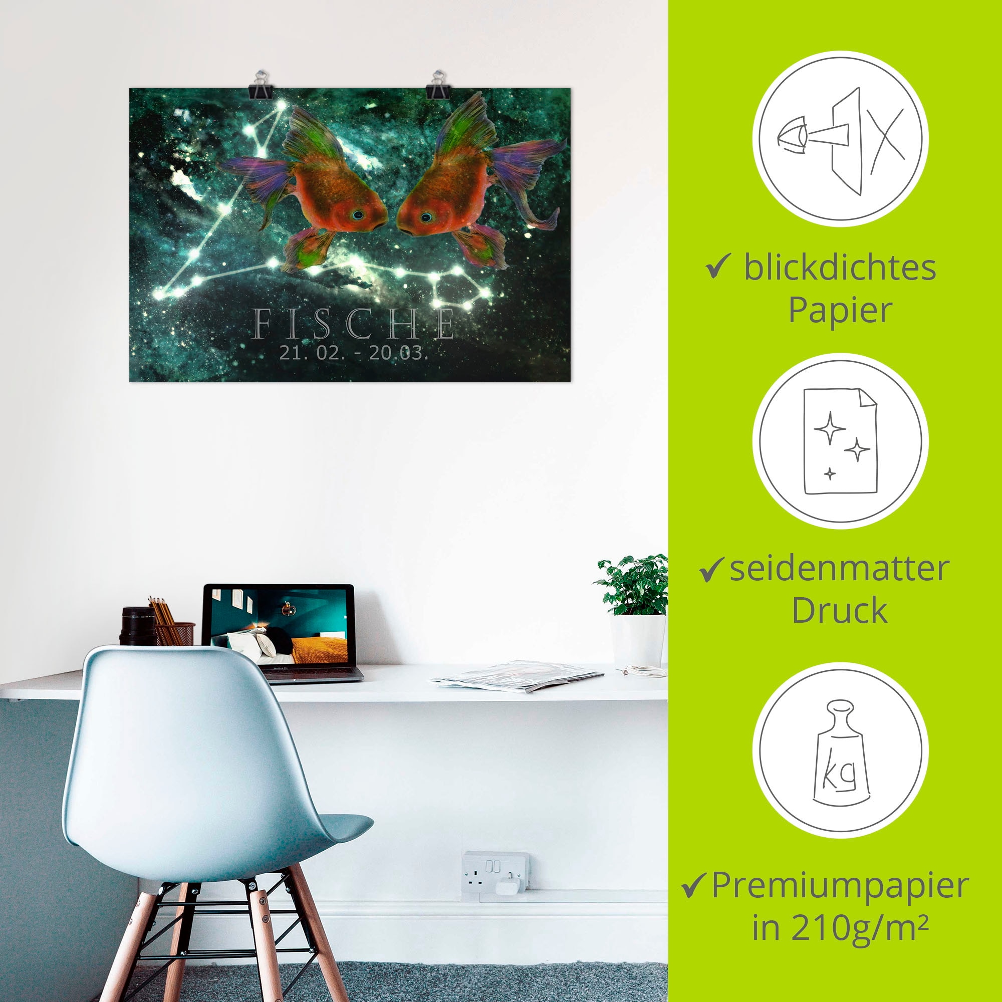Artland Wandbild »Sternzeichen - Fische«, Bilder von Sternzeichen, (1 St.), als Leinwandbild, Poster in verschied. Grössen