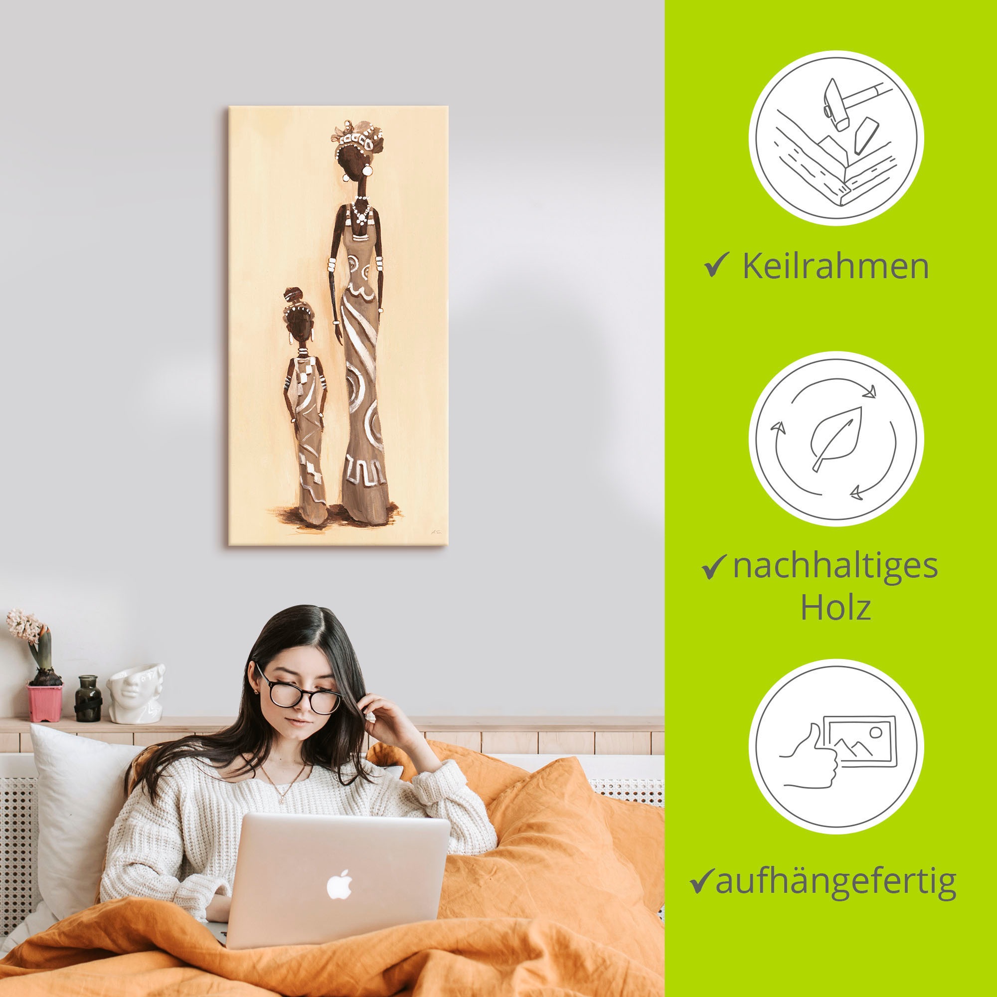 Artland Wandbild »Afrikanerin - mit Kind«, Frau, (1 St.), als Alubild, Outdoorbild, Leinwandbild in verschied. Grössen