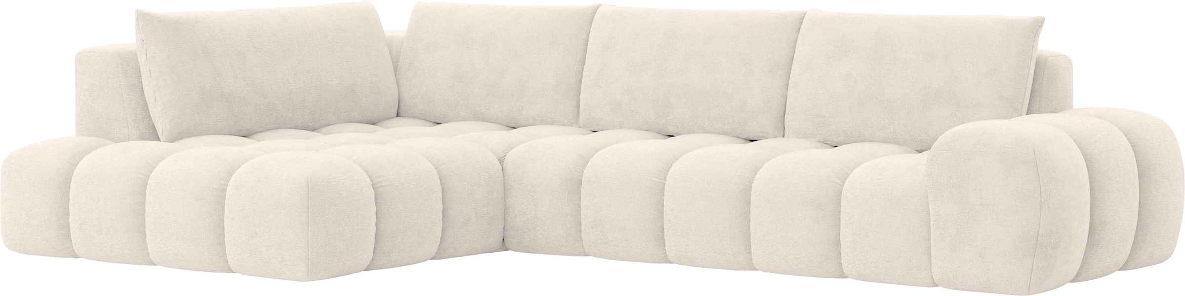 INOSIGN Ecksofa »AZITA Designsofa, elegant und bequem L-Form, Bubble-Optik«, lose Rückenkissen, traumhafte Steppung, Masse B/T/H: 352/210/72 cm