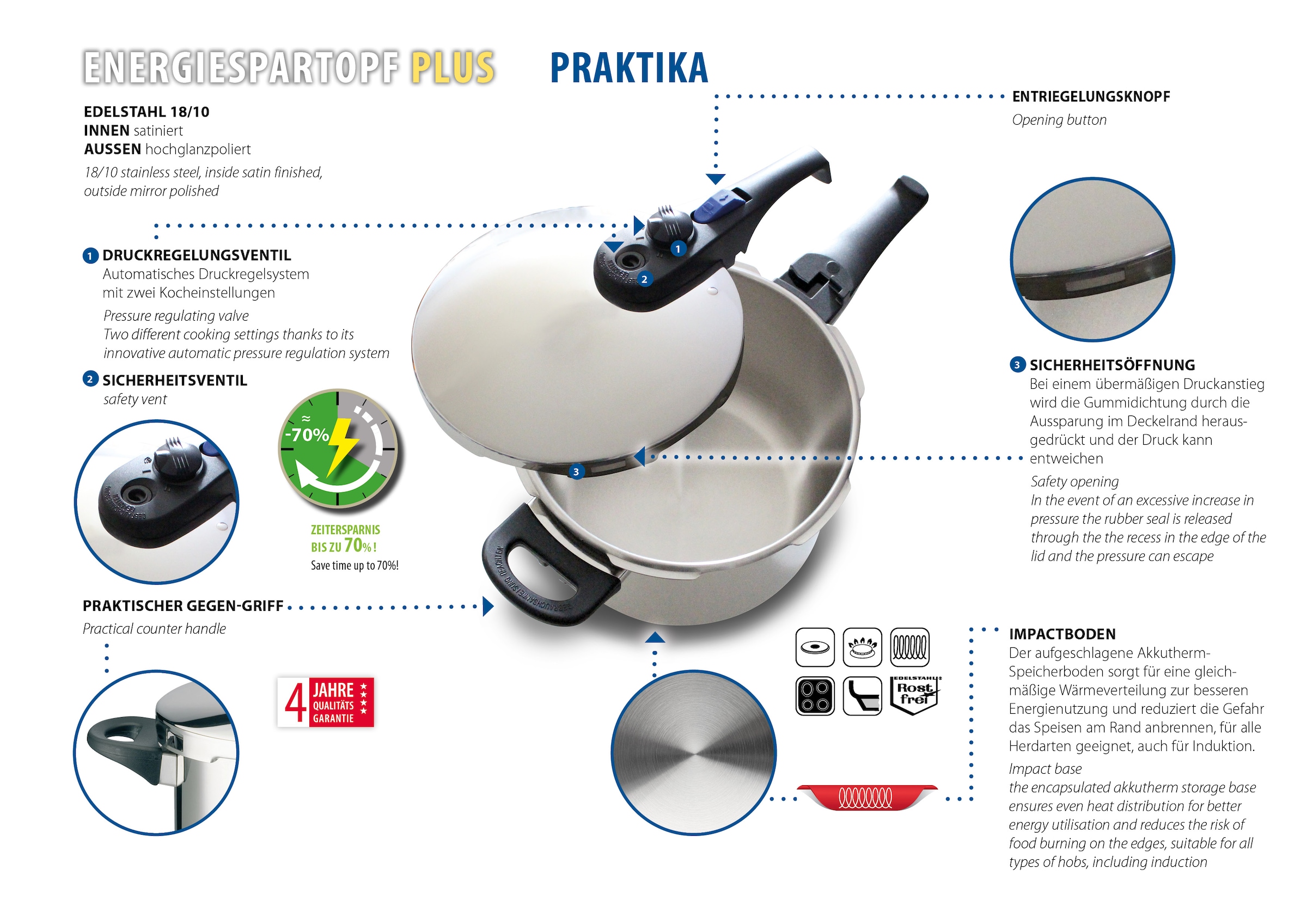 Elo Schnellkochtopf »Praktika Plus« 1 tlg. Edelstahl 18/8