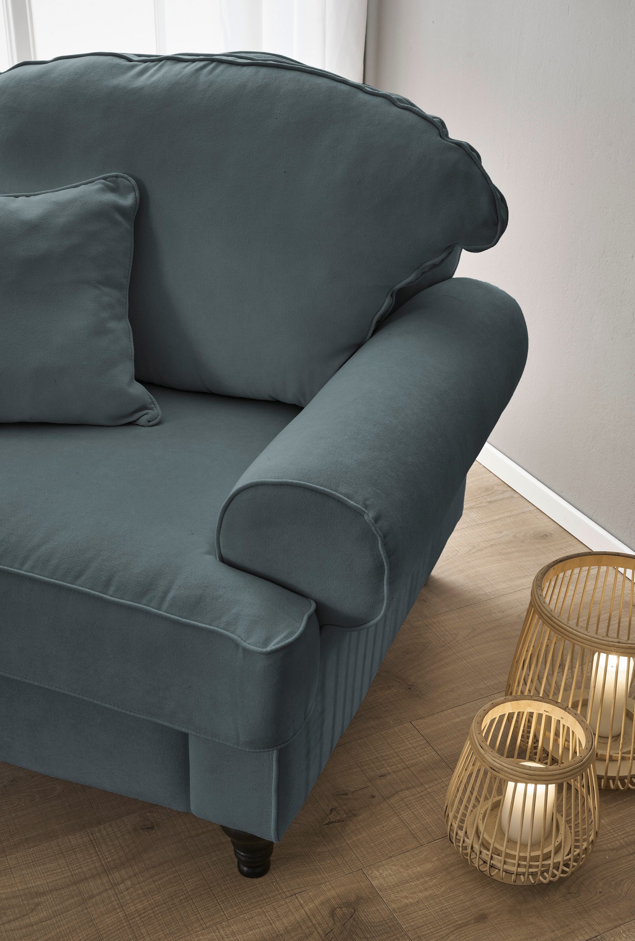GOODproduct Fauteuil »Westminster mit hochwertigem Microfaserbezug, in 5 Farben verfügbar« rembourrage à ressorts, pied tourné, coussin décoratif inclus