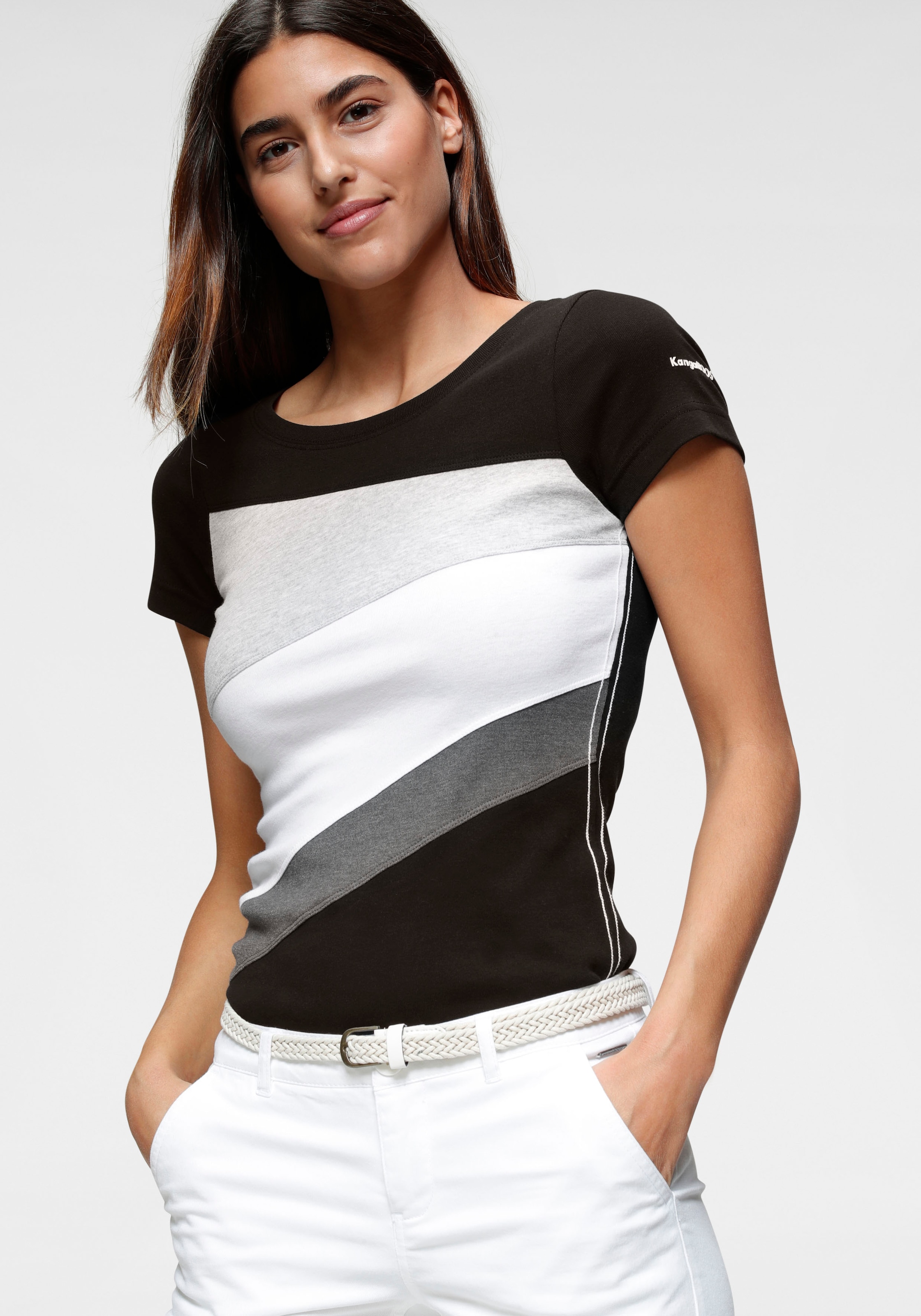 Image of KangaROOS T-Shirt Kurzarm, sehr figurbetont, Colourblocking-Optik