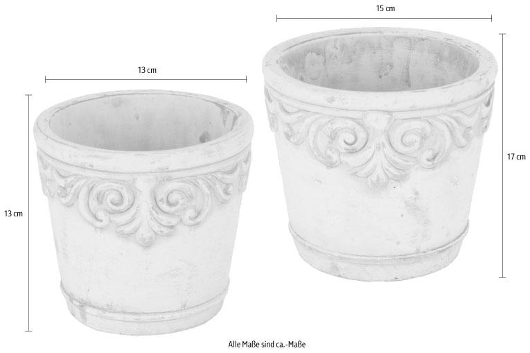 Home affaire Übertopf, (Set, 2 St.), Keramikübertopf mit Ornamenten, Vase
