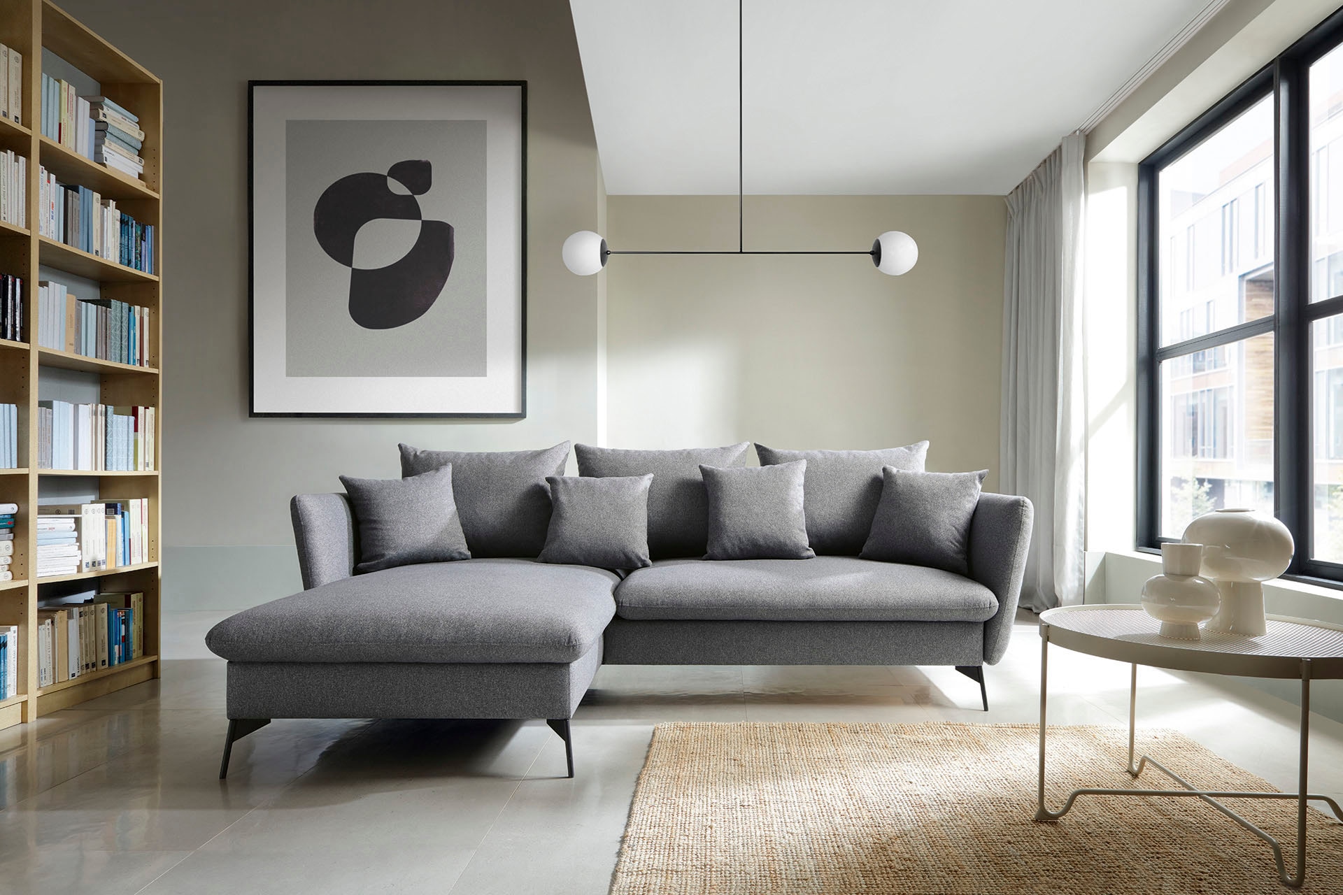 GOODproduct Canapé d'angle »LIVORNO,258 cm, L-Form,« fonction couchage et coffre (139/224cm), velours, structure, tissu tissé