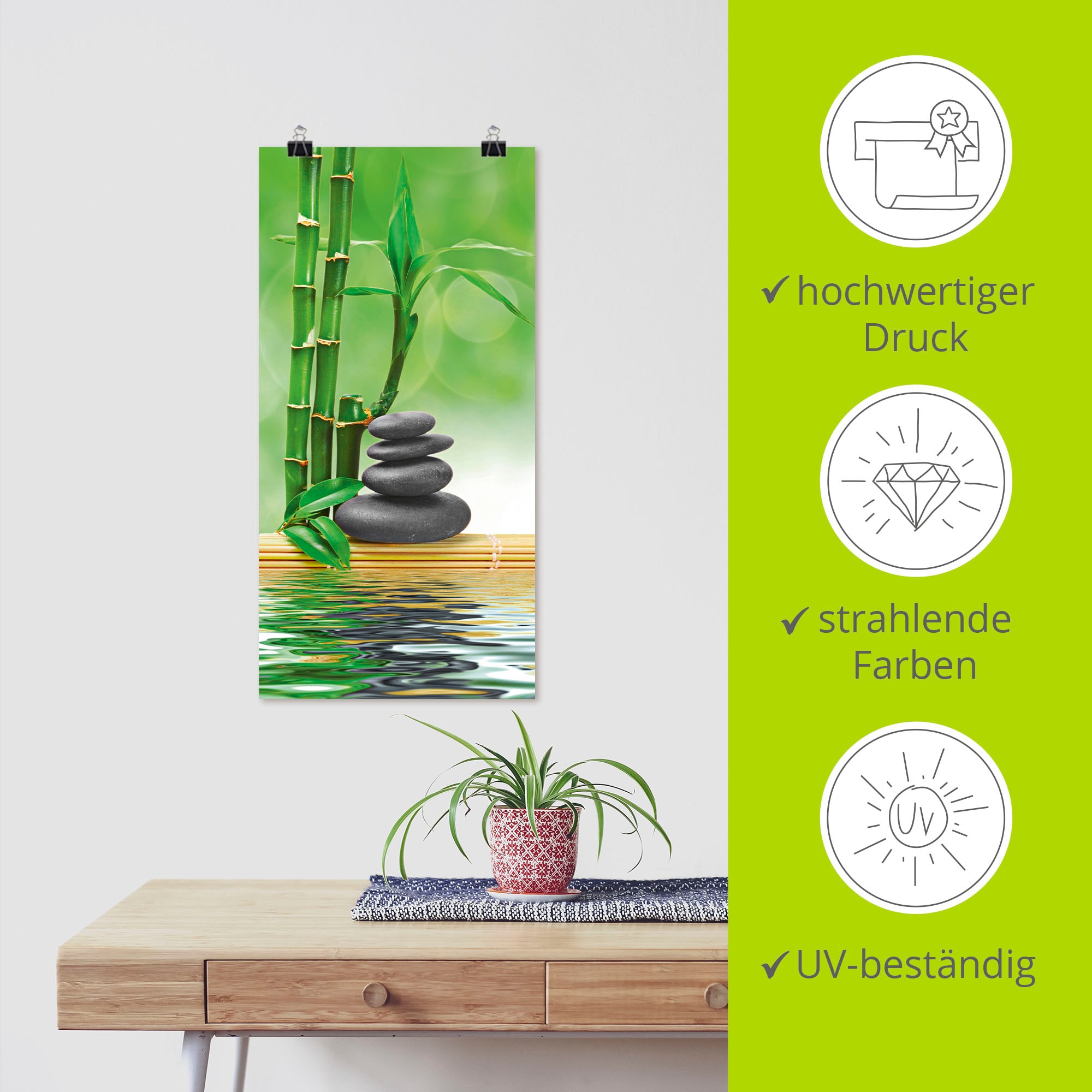 Artland Wandbild »Spa Konzept Zen Basaltsteine«, Zen, (1 St.), als Leinwandbild, Poster, Wandaufkleber in verschied. Grössen