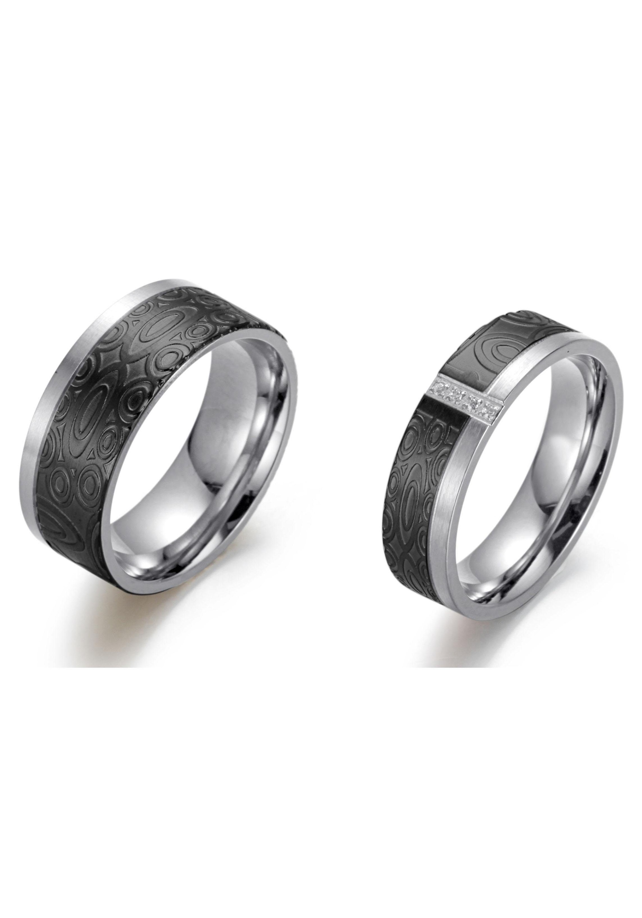 Image of Firetti Trauring »6,0 mm, 8,0 mm, bicolor, teilweise IP-beschichtet, schwarz, glänzend, matt, strukturiert«, wahlweise mit oder ohne Zirkonia bei Ackermann Versand Schweiz