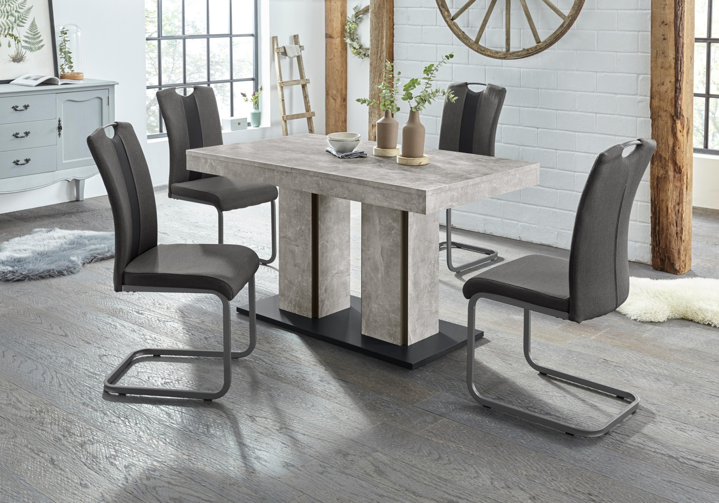 Image of HELA Essgruppe "ROSE" Set, 5 Stk. tlg. bestehend aus einem Tisch 140-180 cm und 4 Stühlen