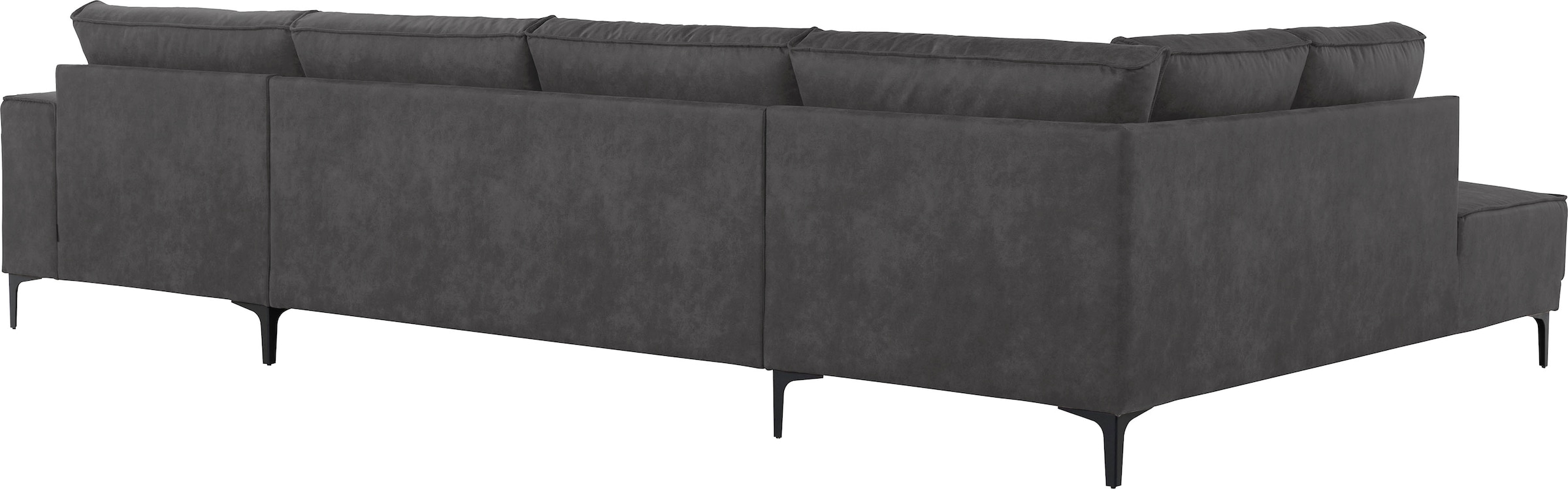 Places of Style Wohnlandschaft »XXL Sofa Oland, Struktur, Flachgewebe, Luxus-Microfaser, Boucle«, U-Form, 345 cm, Wellenunterfederung, Skandi-Design, Metallfüsse