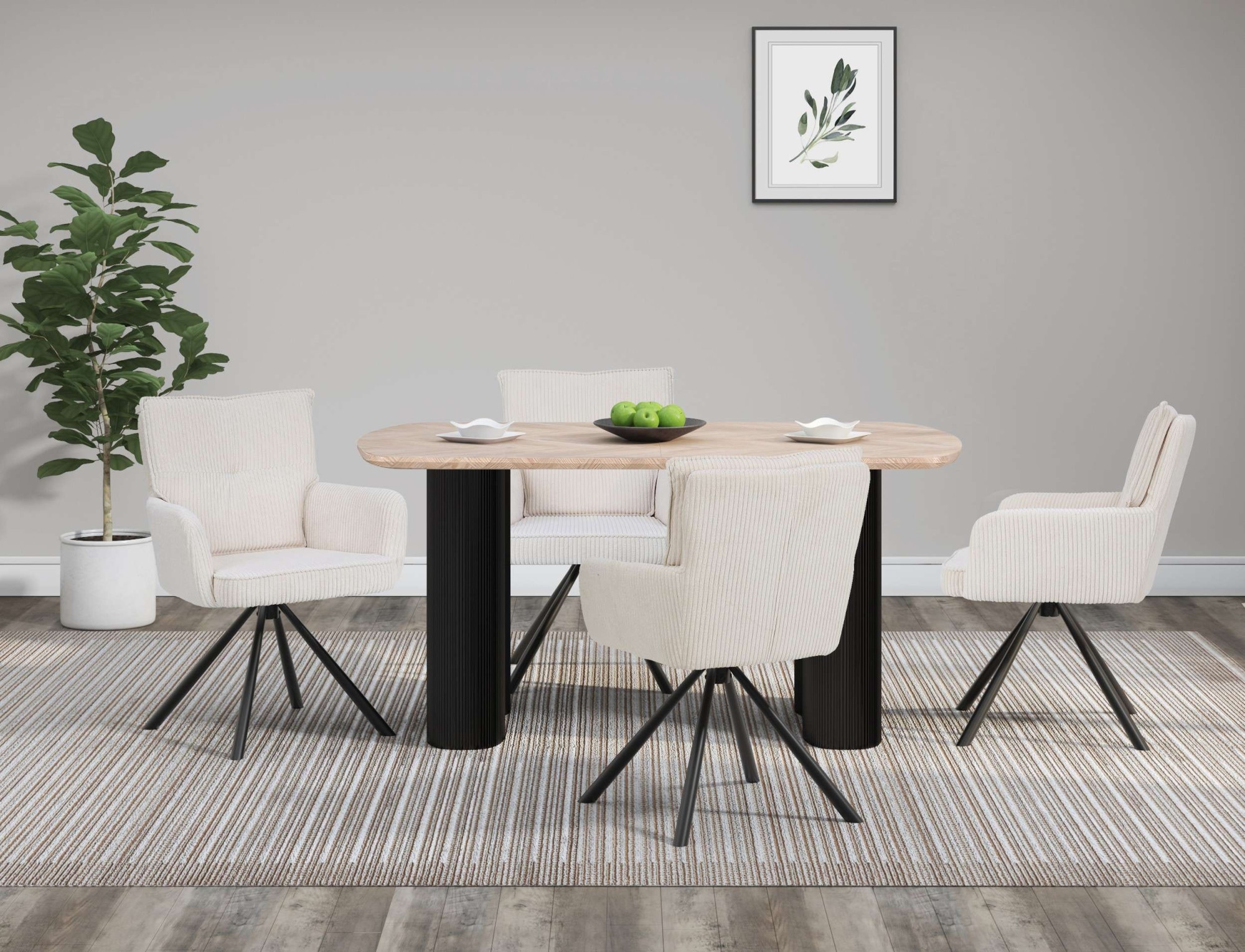 GOODproduct Esstisch »Bessonville« Tischplatte in Fischgrätoptik, Beine mit Rillenstruktur, Höhe 76 cm