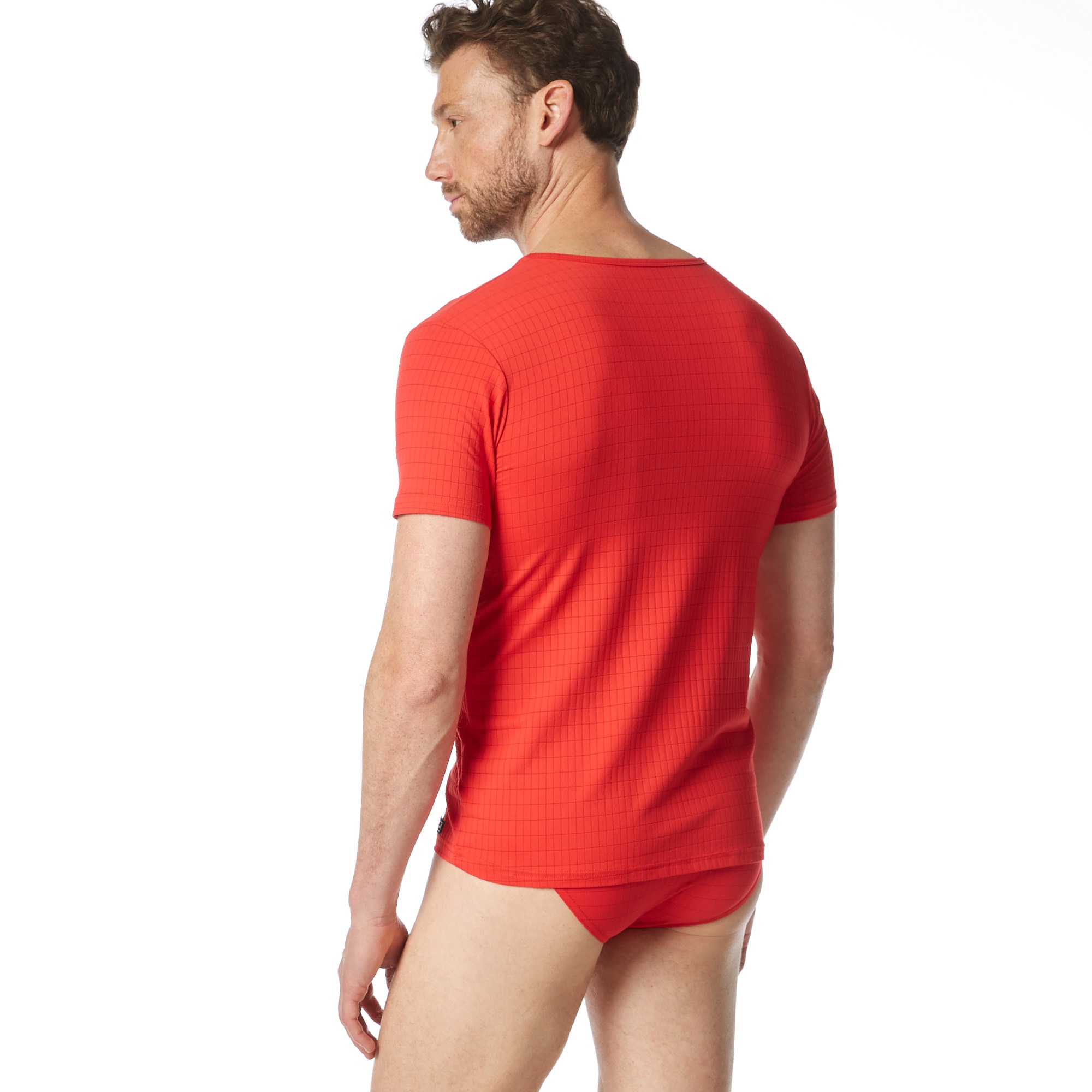 Bruno Banani T-shirt en V »CHECK LINE 2.0« Pique Optik, Kurzarm, V-Neck, Cotton-Mix