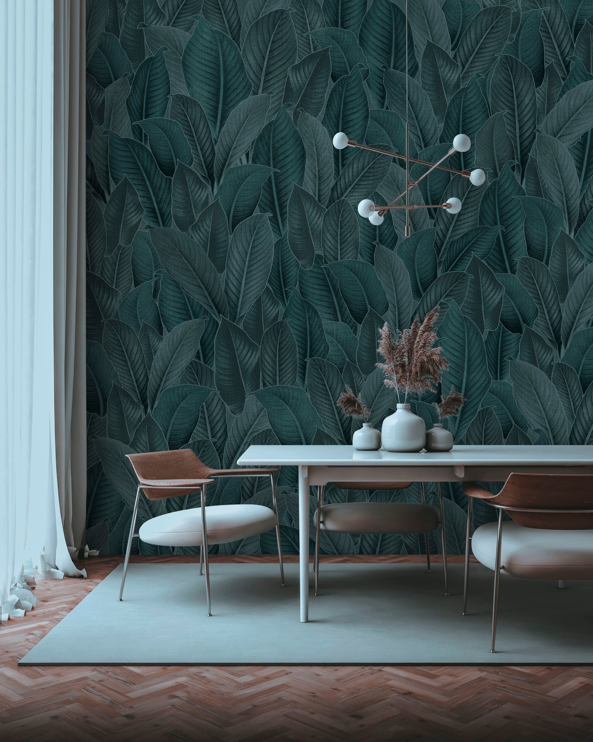 Image of Komar Fototapete "Digitaldruck Vlies - Bain de Feuilles - Grösse 300 x 250 cm" bedruckt glatt Wohnzimmer, Schlafzimmer