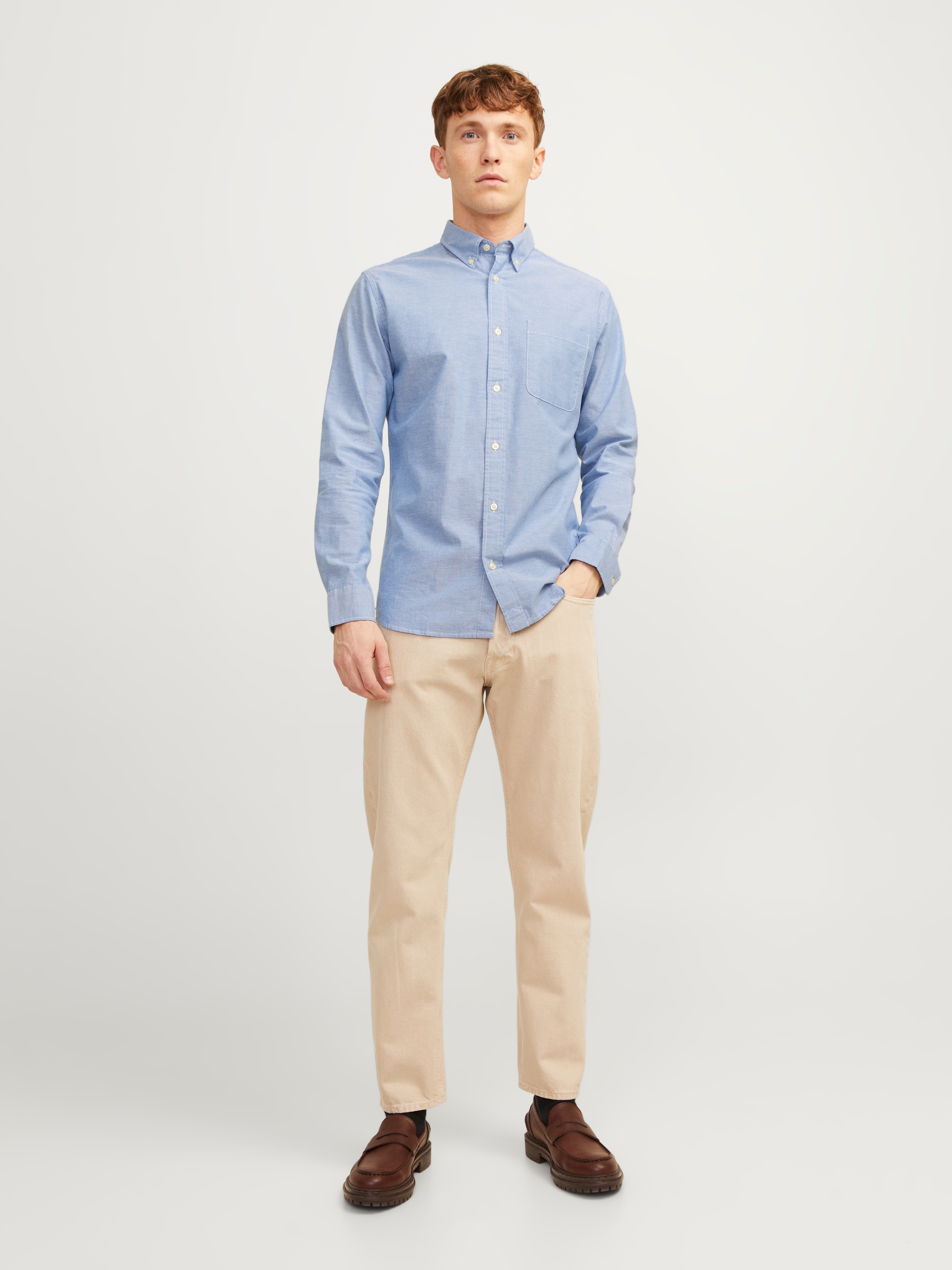 Jack & Jones Langarmhemd »BROOK OXFORD« mit Button-Down Kragen