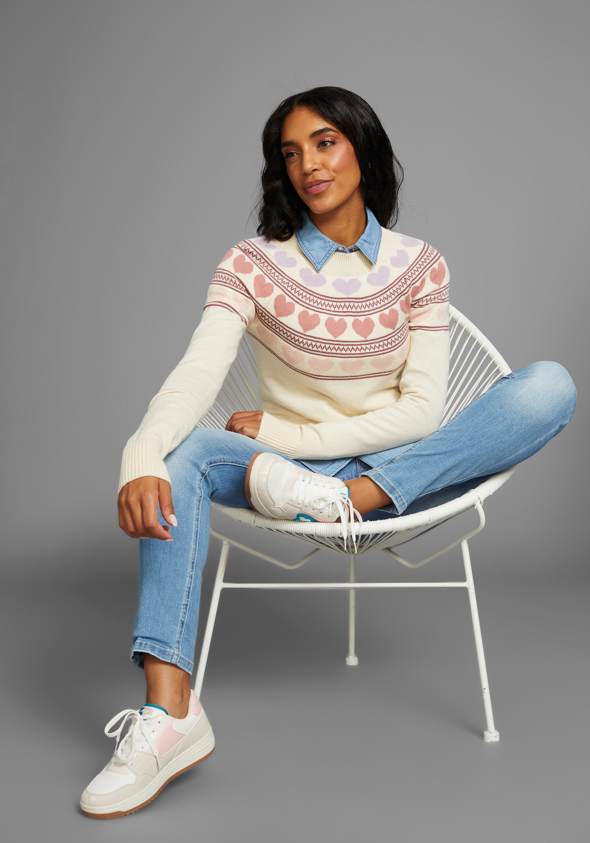 KangaROOS Norwegerpullover, mit Herzen