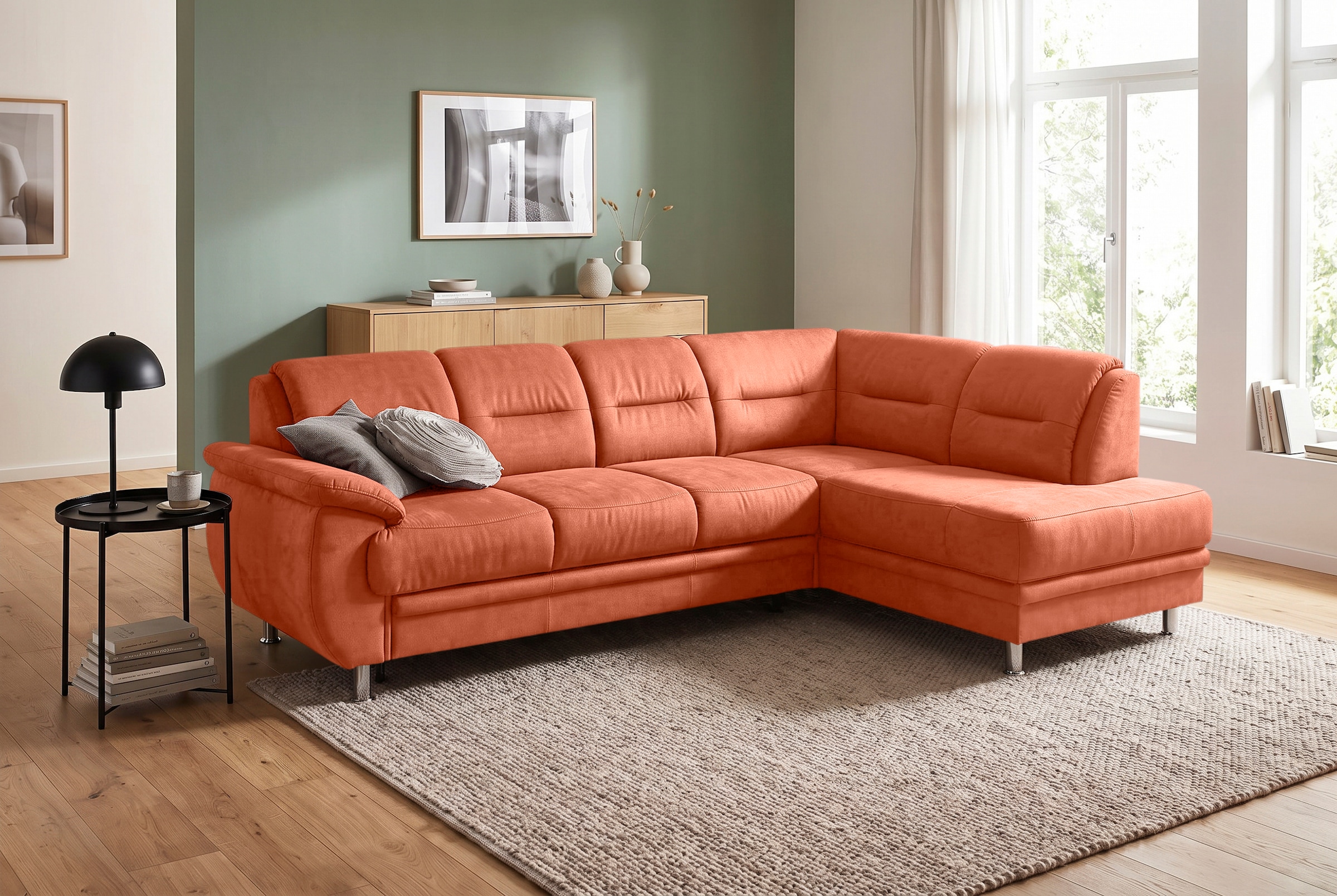 sit&more Ecksofa "Mailand L-Form, B: 250 cm, Komfortsitzhöhe 46 cm" optional Schlaffunktion, Eckcouch in Kunstleder & Stoff