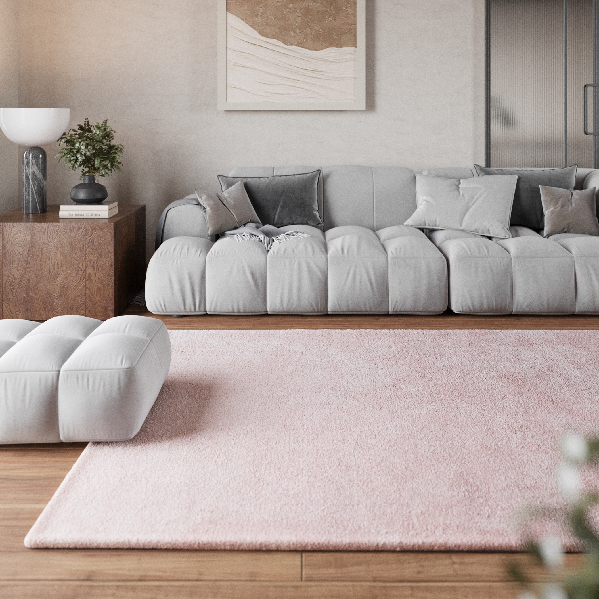 Homie Living Tapis »Pisa« Rond 25 mm Höhe Hochflor, Microfaser, uni, weich, Shaggy, Wohnzimmer, Schlafzimmer