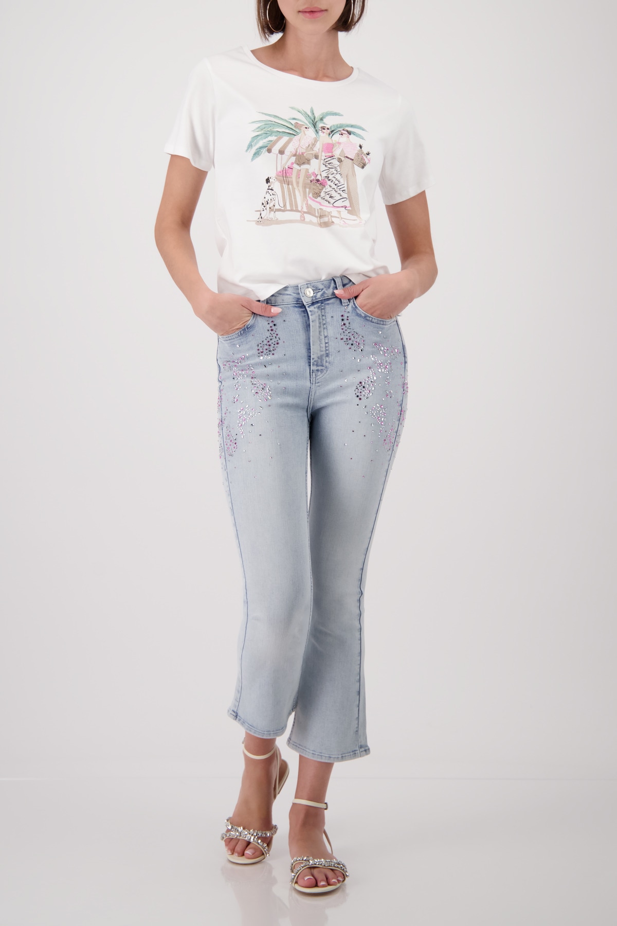 Monari Shirt à col rond »Shirt Frauen gezeichnet« avec imprimé femme