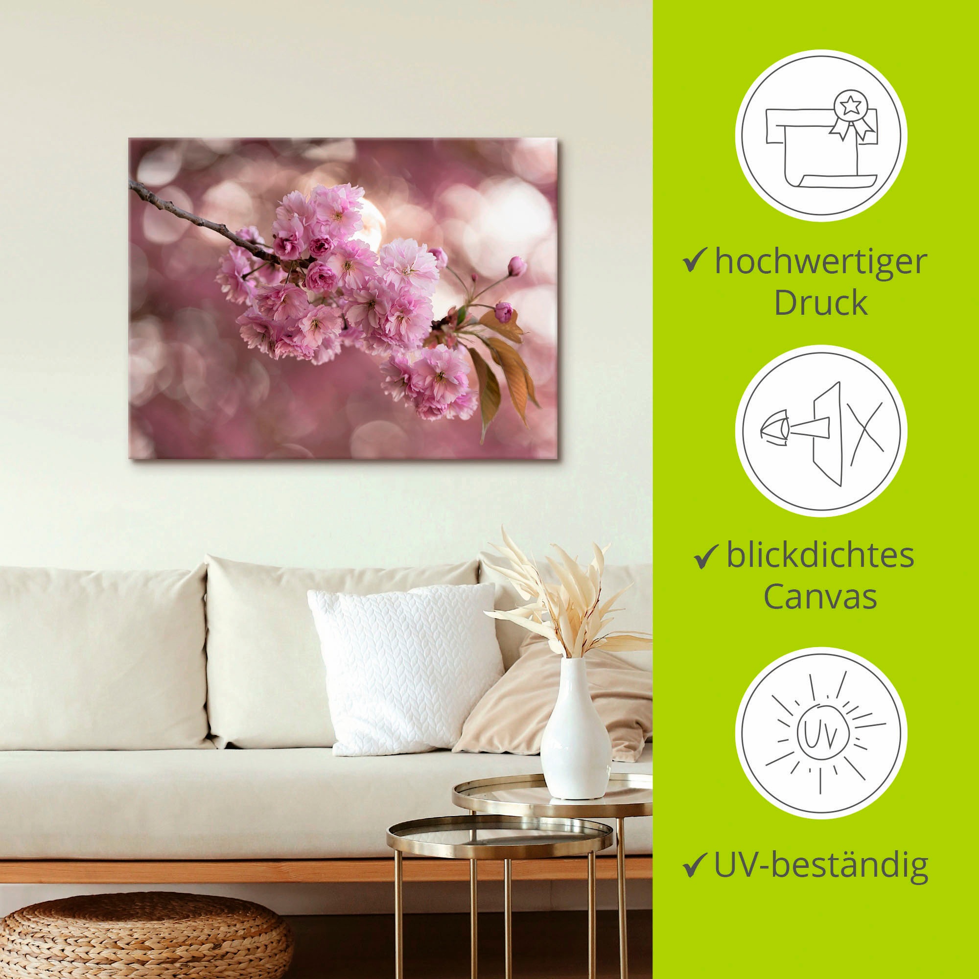 Artland Wandbild »Japanische Kirschblüte in Love III«, Blumen, (1 St.), als Leinwandbild in verschied. Grössen