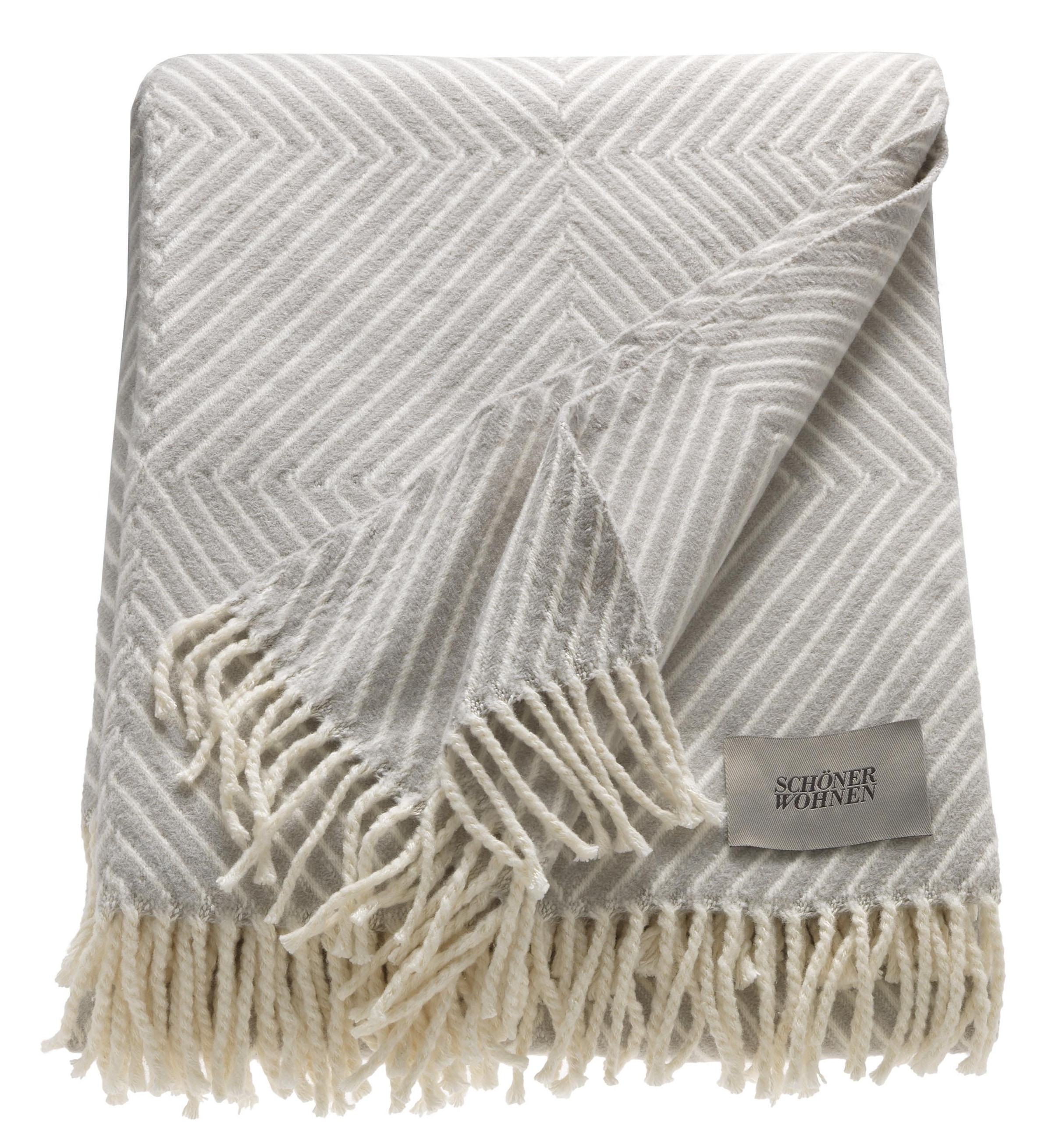 Image of SCHÖNER WOHNEN-Kollektion Wohndecke "Tebas, mit Streifen und Fransen" mit Streifenmuster, Kuscheldecke