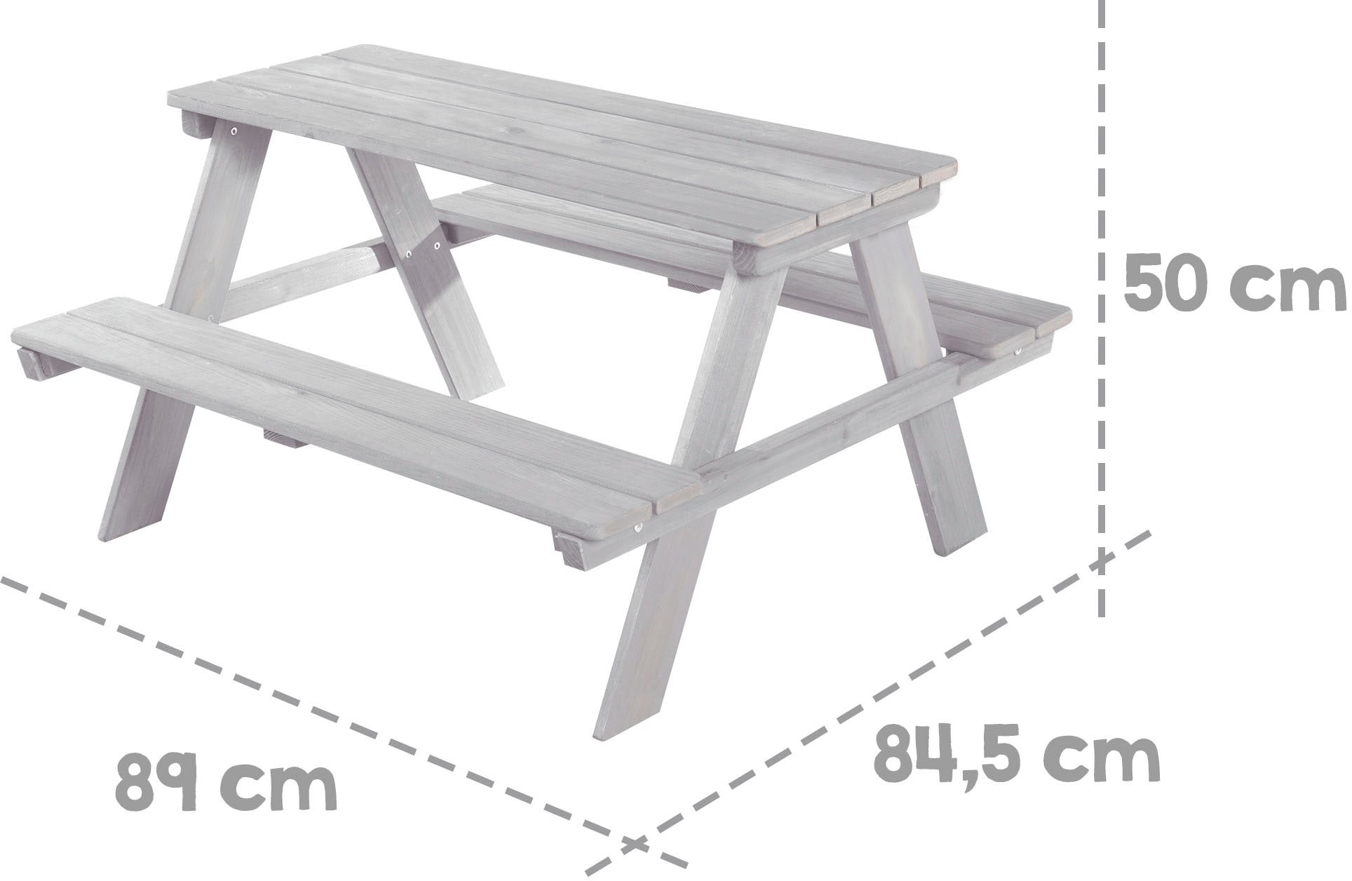 roba® Garten-Kindersitzgruppe »Picknick for 4 Outdoor +«, (Set, 2 tlg.), grau, mit Sonnenschirm