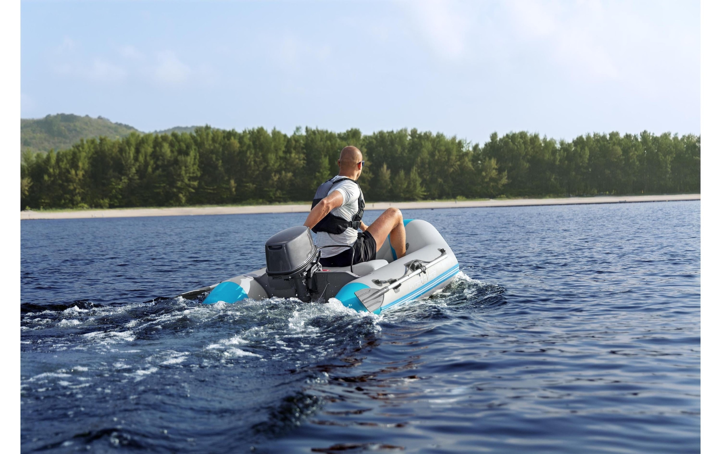 Bestway Schlauchboot »Corinth Elite Sport Boat Set, 230 x 130 x 33 cm« Aufblasbares Sportboot für 2 Personen mit Motorhalterung