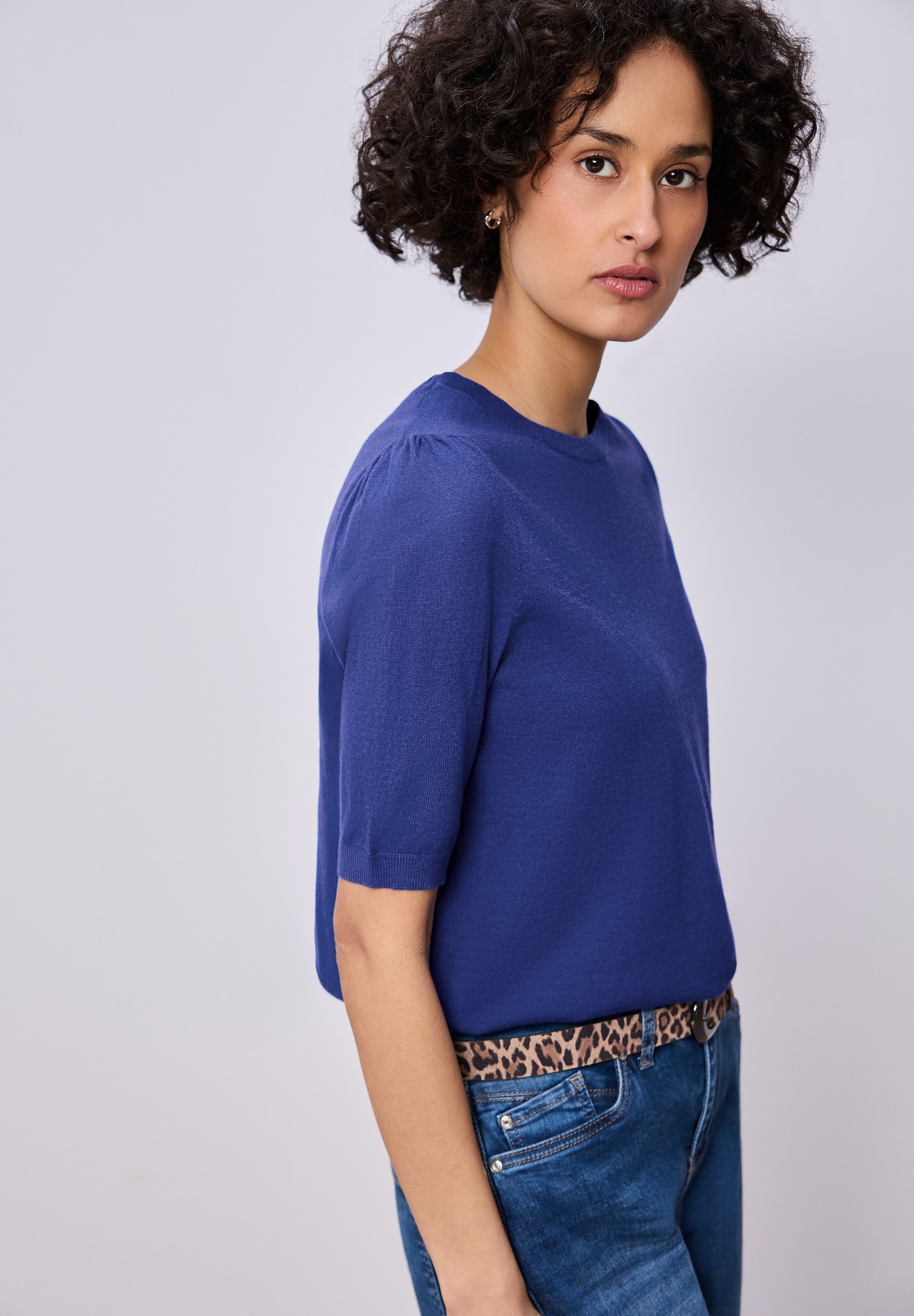 Image of STREET ONE Strickpullover Halbarm mit modischen Pull-Ärmeln